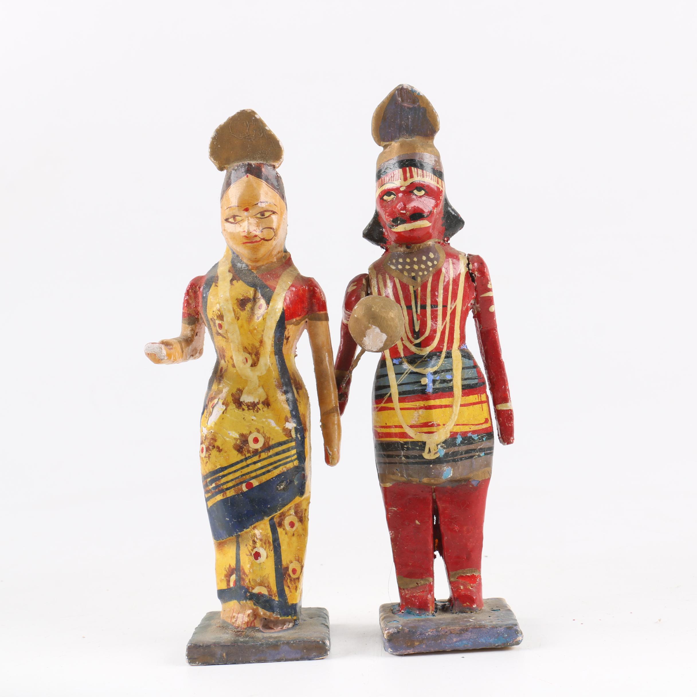 Colorful Papier Mache Warrior Figurines