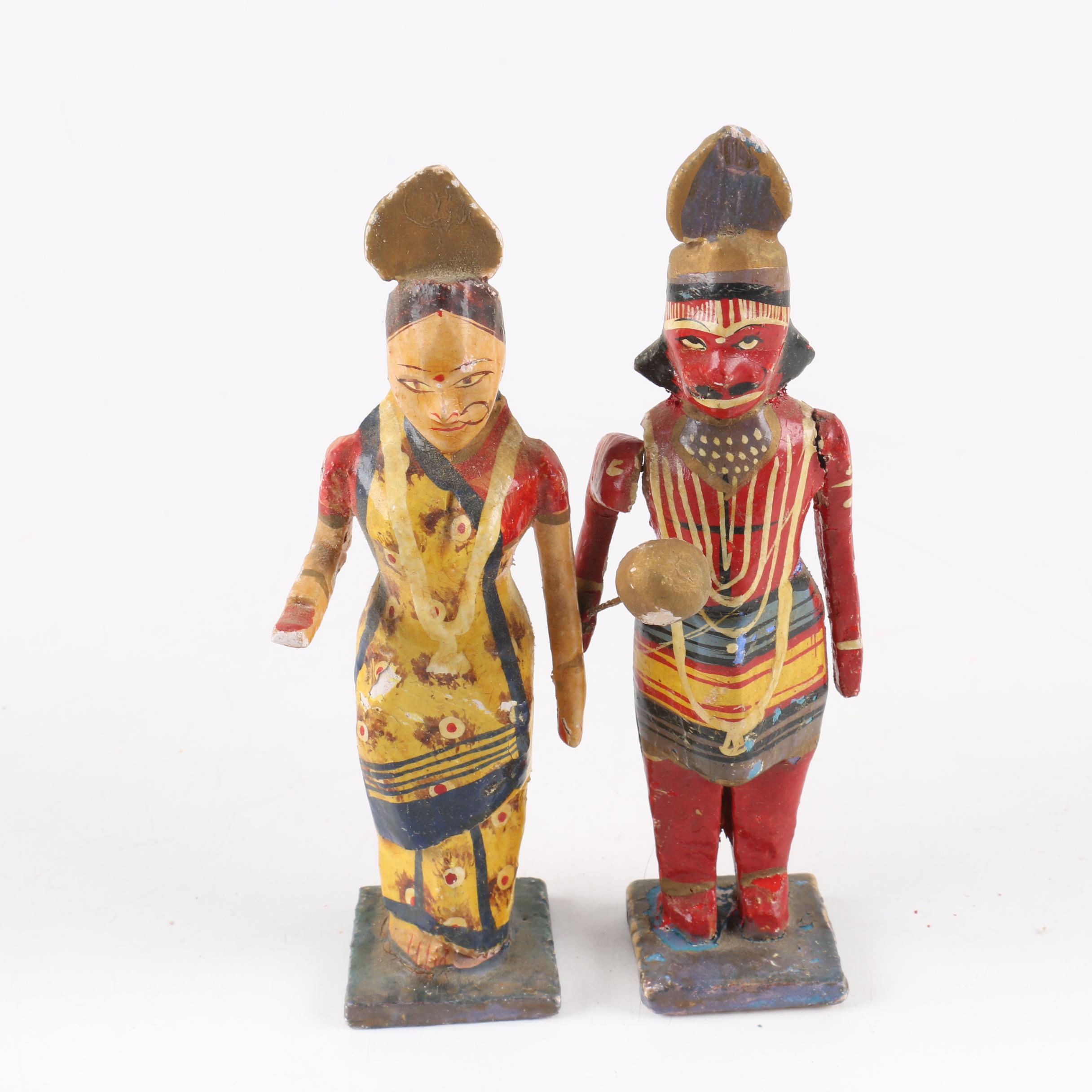 Colorful Papier Mache Warrior Figurines