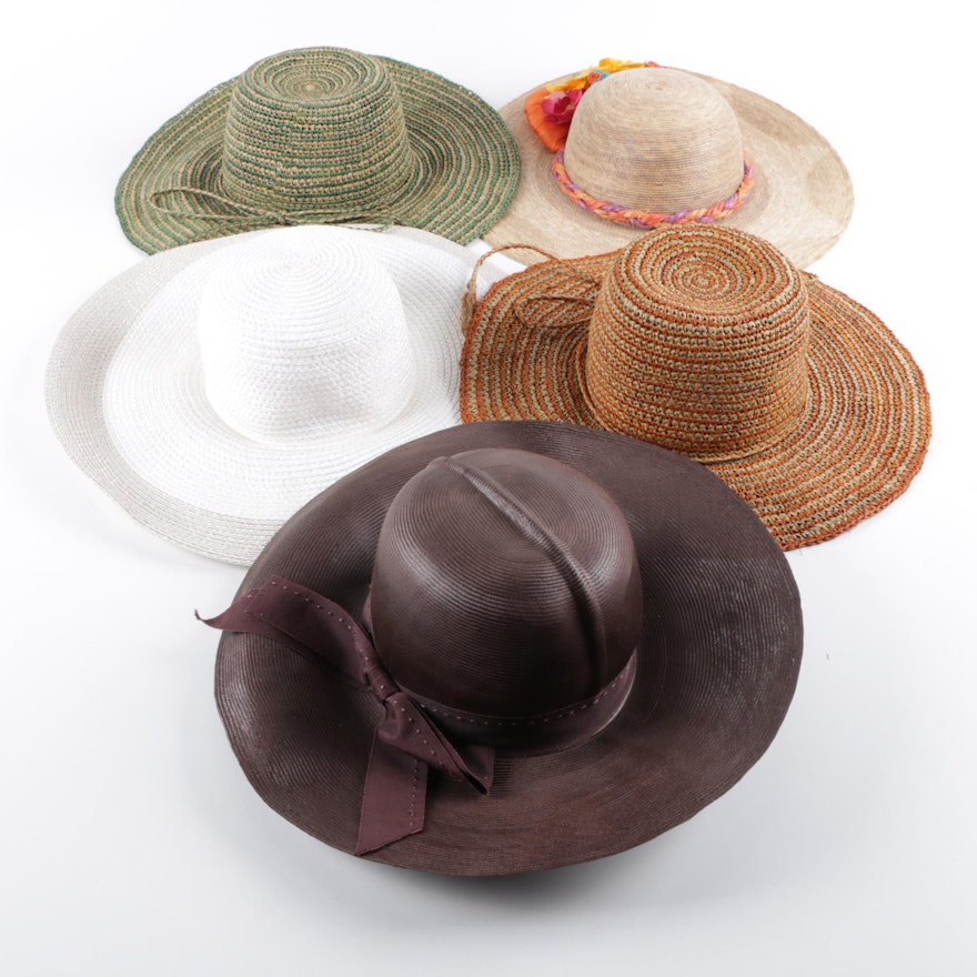 Women's Vintage Straw Brimmed Hats, Including Filippo Catarzi