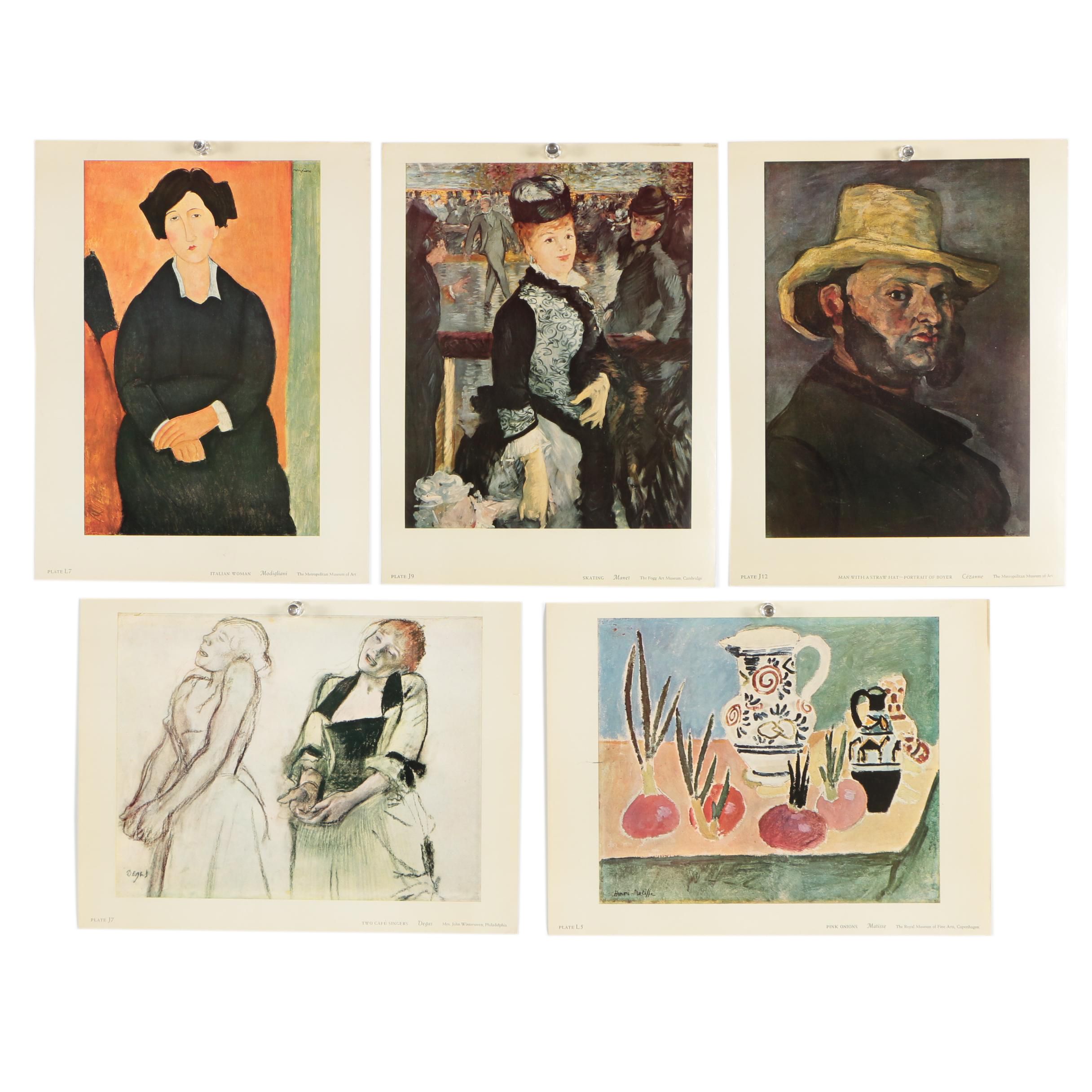 Reproduction Offset Lithographs After Degas, Cézanne, Manet and Matisse