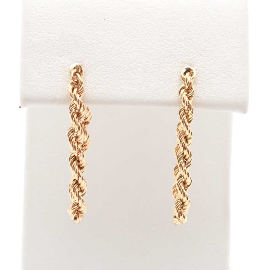 14K Yellow Gold Twisted Rope Earrings