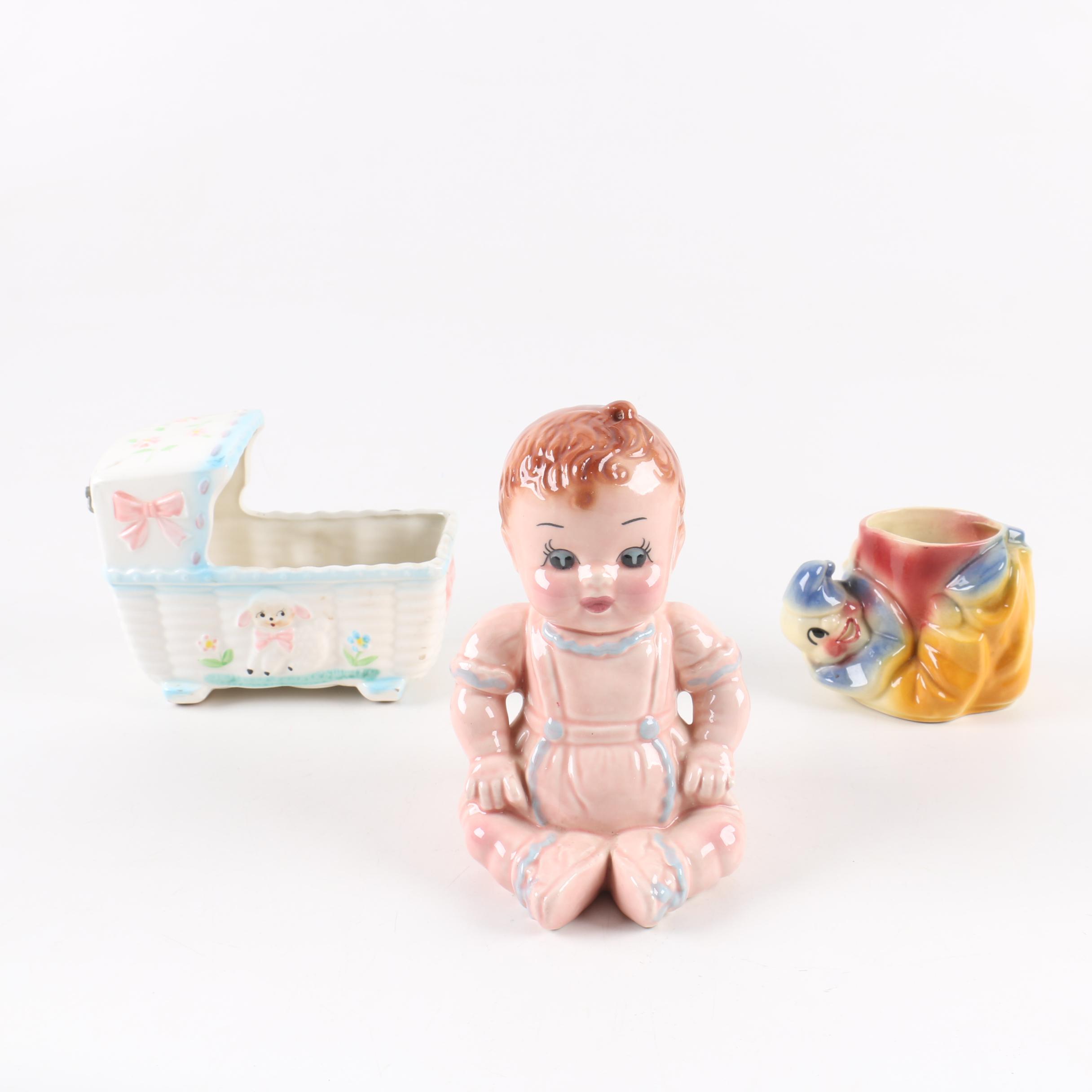 Ruben Musical Bassinet, Pink Doll and Clown Planters