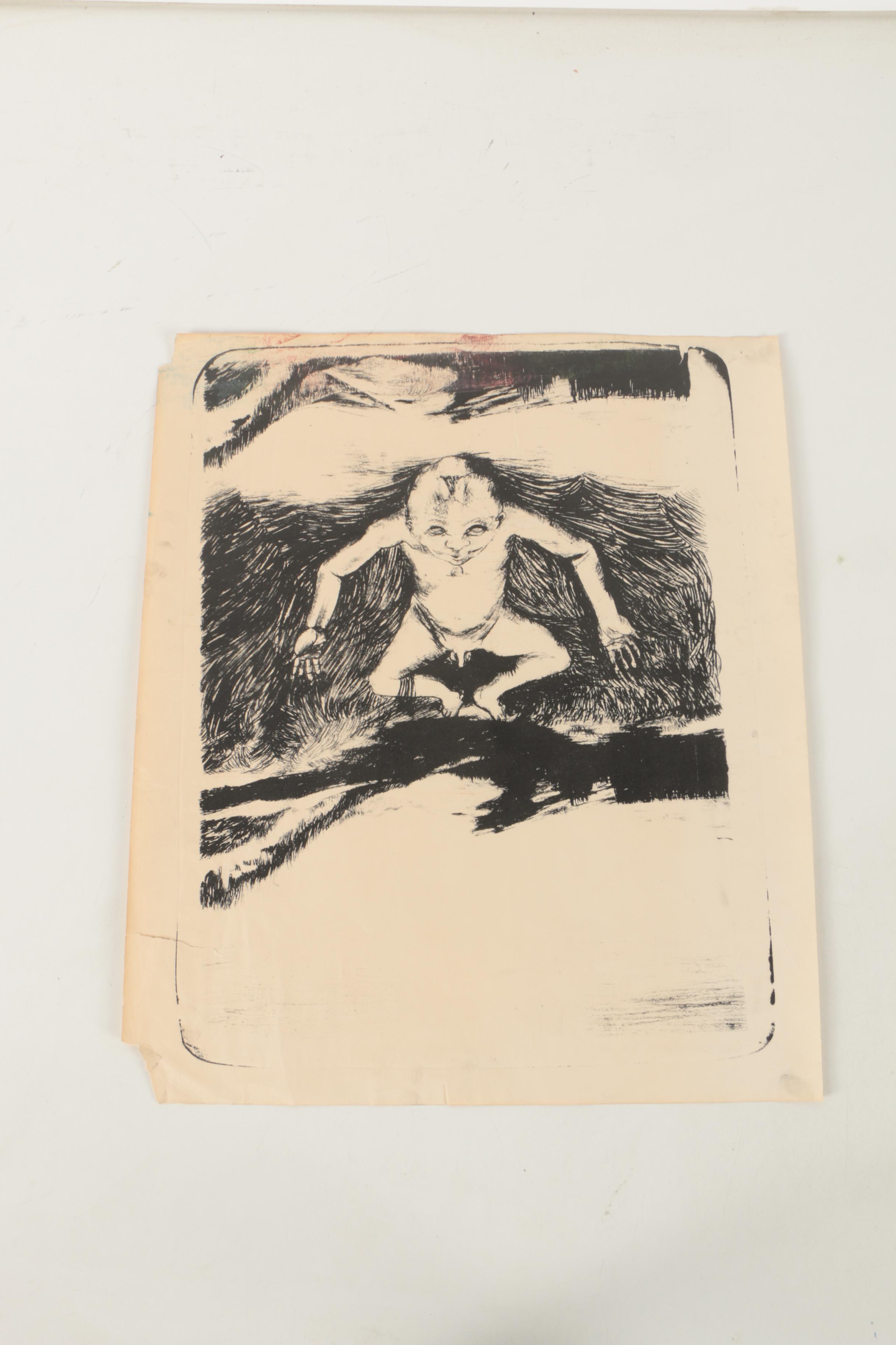 Four Figurative Lithographs on Paper