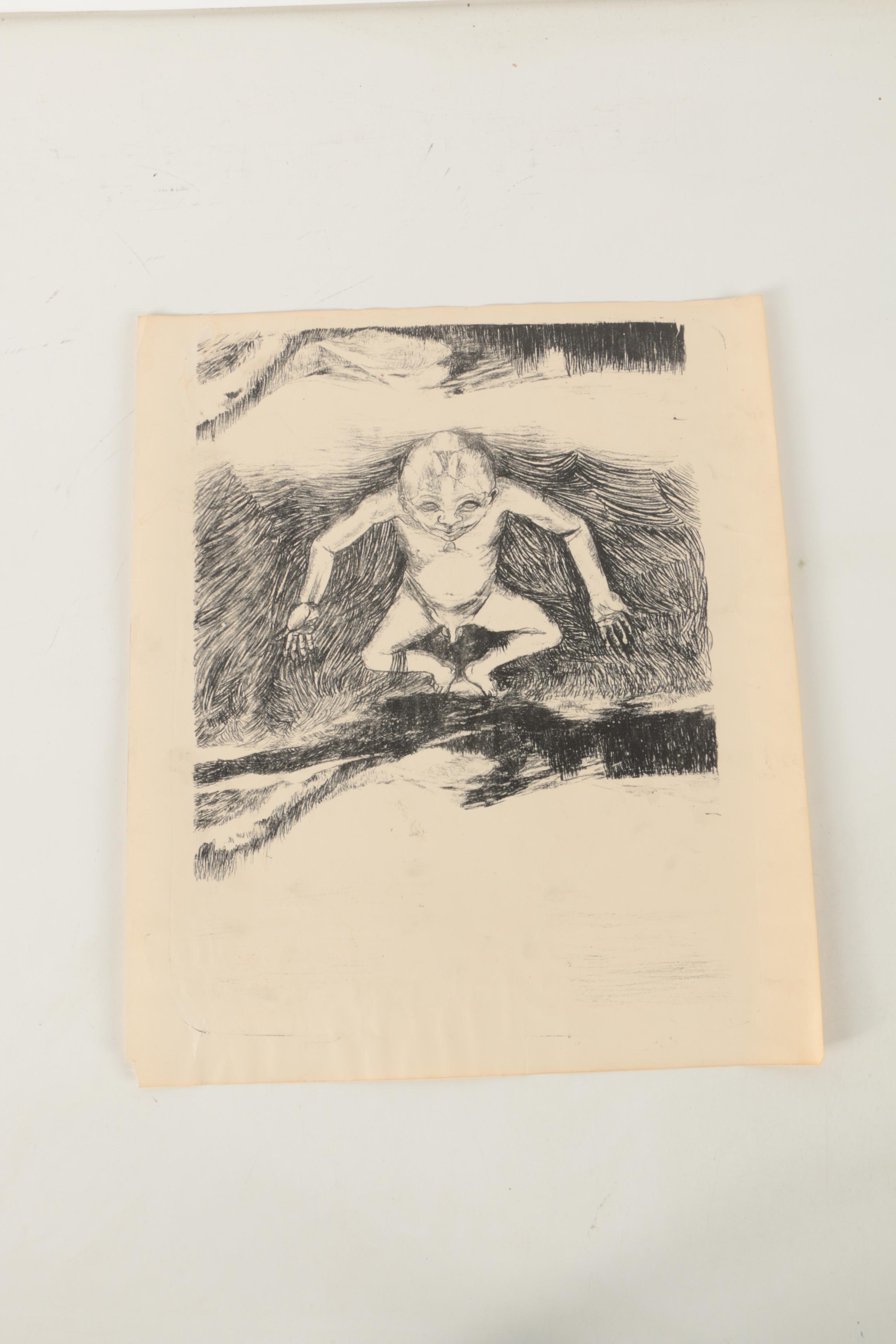 Four Figurative Lithographs on Paper