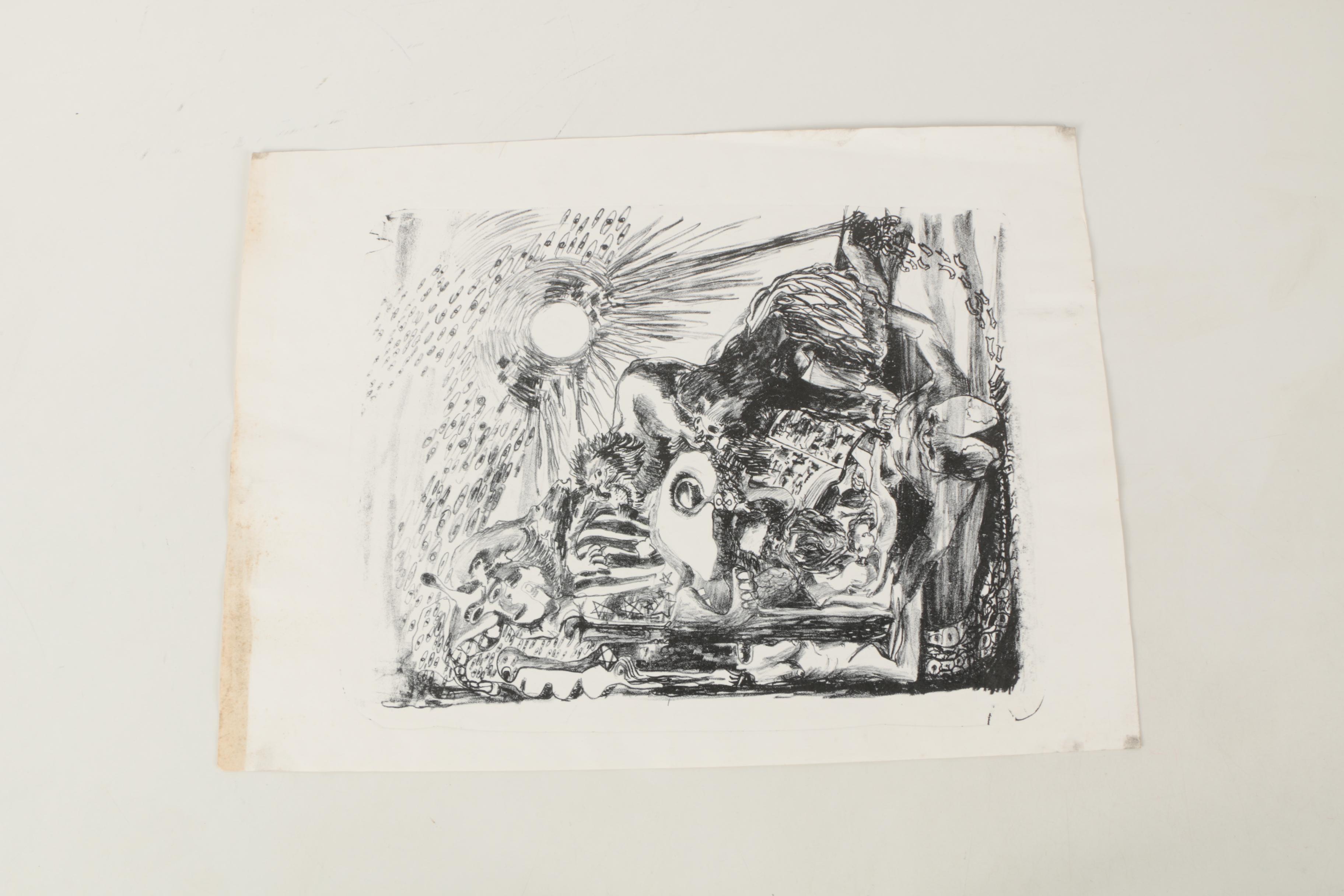 Four Figurative Lithographs on Paper