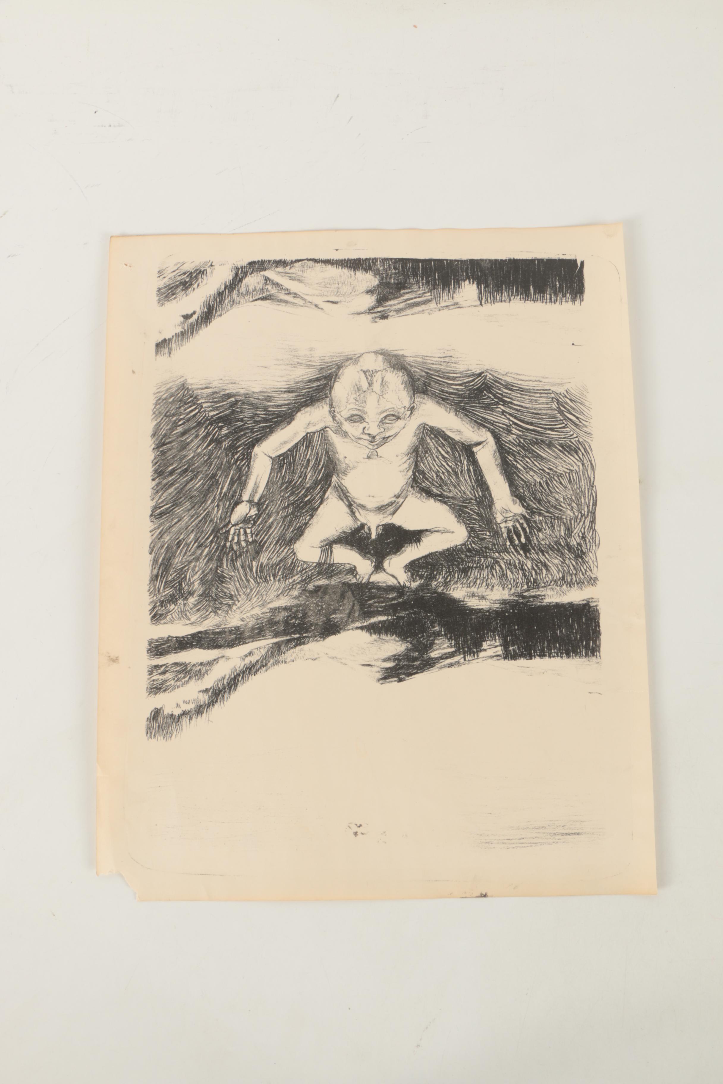 Four Figurative Lithographs on Paper