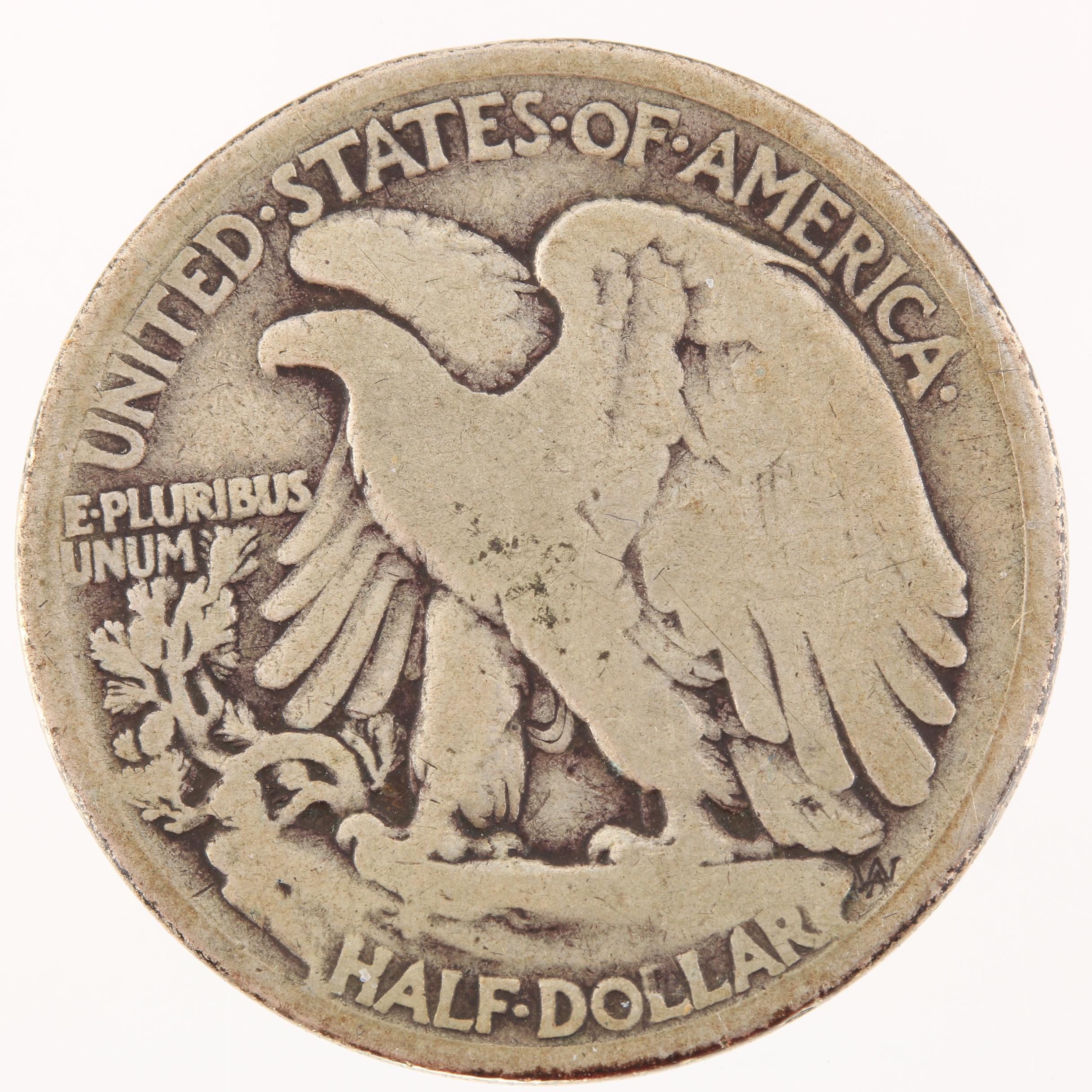 1917-D Walking Liberty Silver Half Dollar, Obverse Mintmark Variety