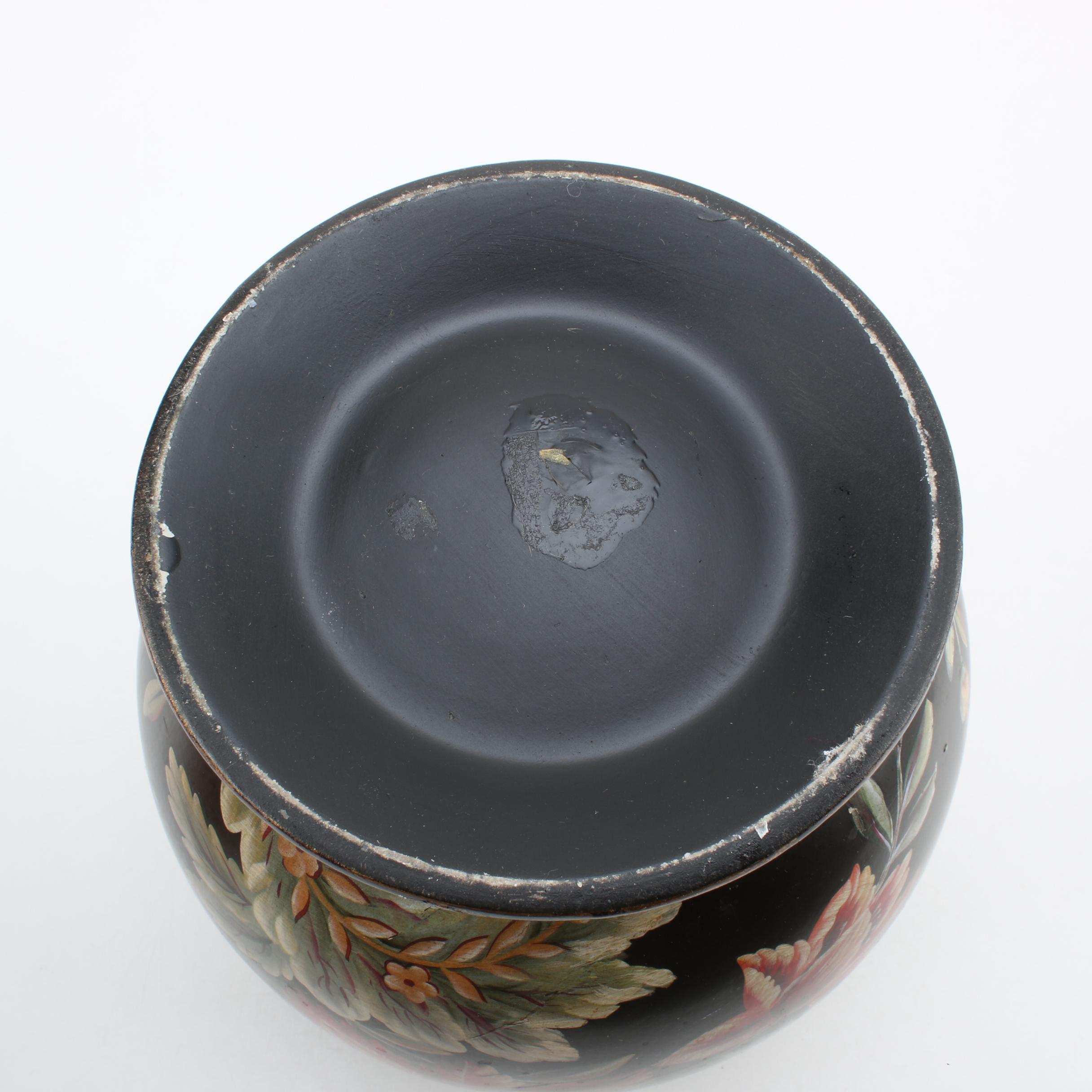 Tole Floral Motif Metal Vase