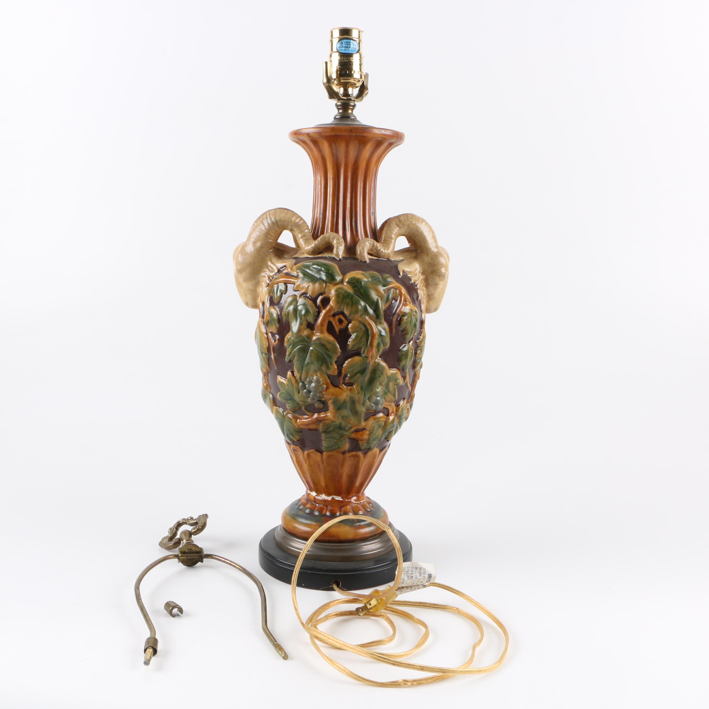 Vintage Ceramic Ram's Head Embellished Table Lamp