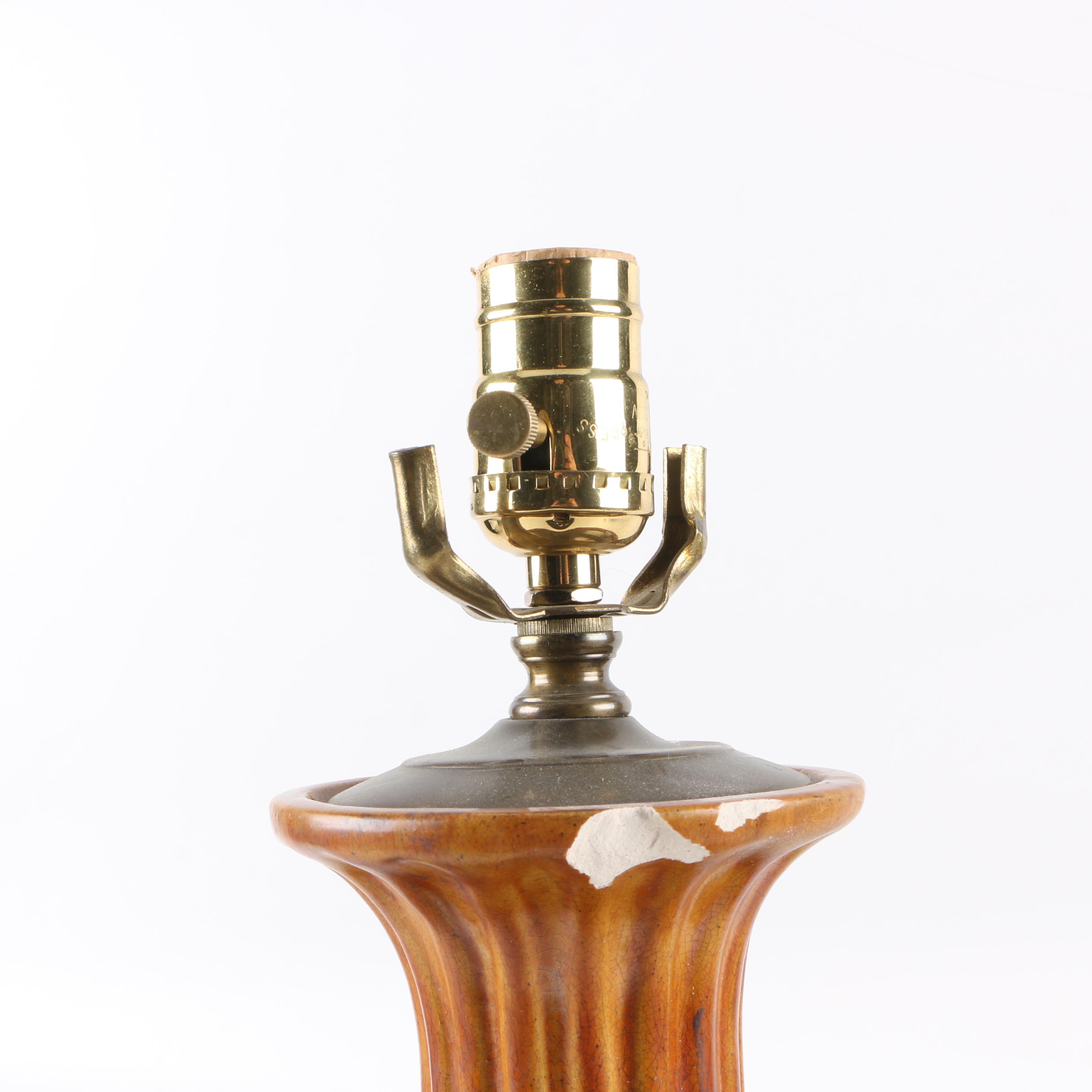 Vintage Ceramic Ram's Head Embellished Table Lamp