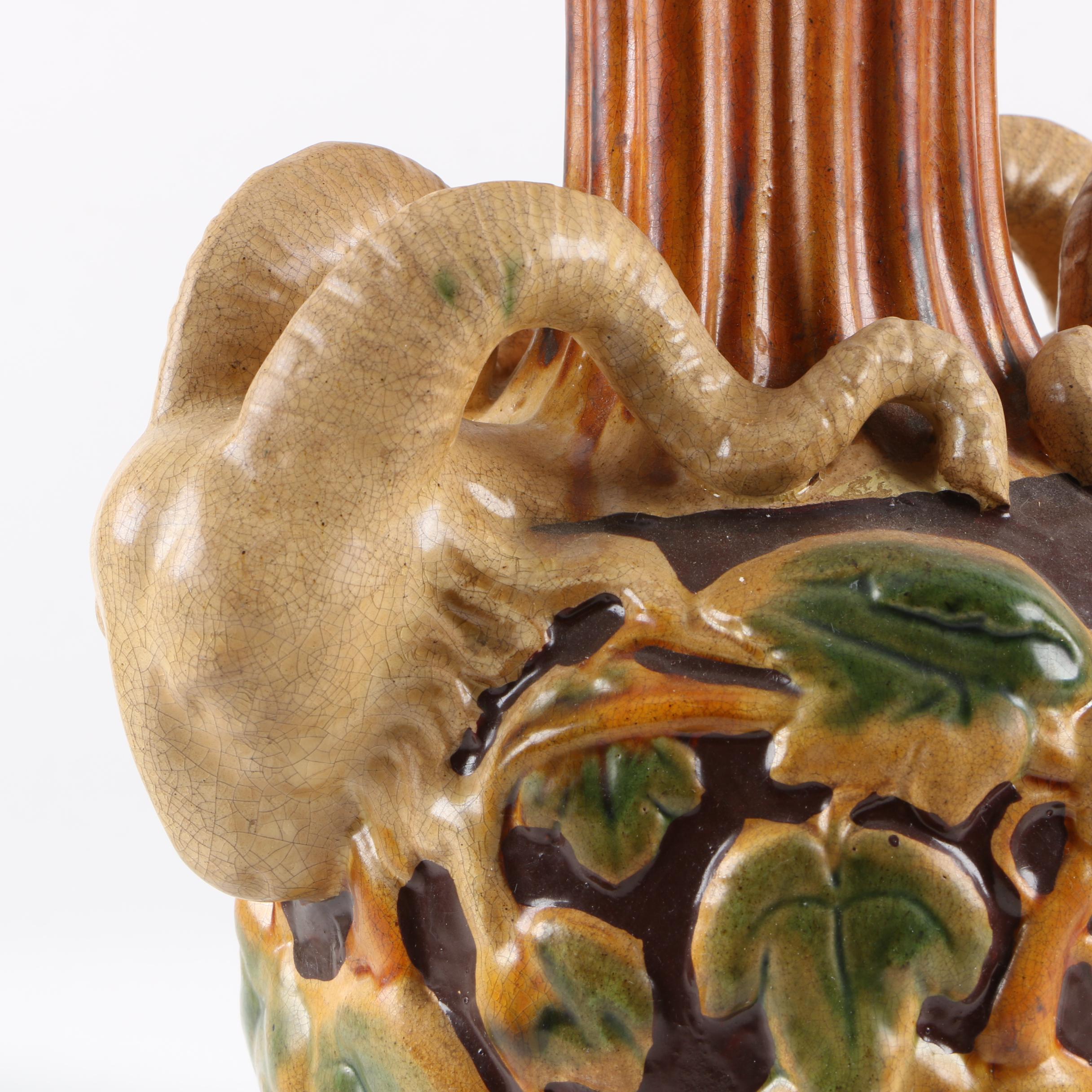 Vintage Ceramic Ram's Head Embellished Table Lamp