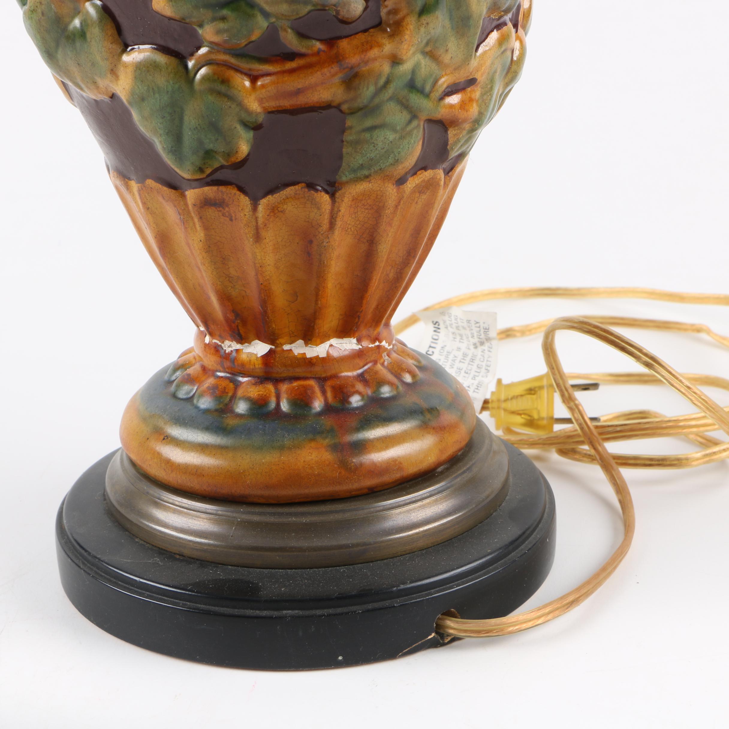 Vintage Ceramic Ram's Head Embellished Table Lamp