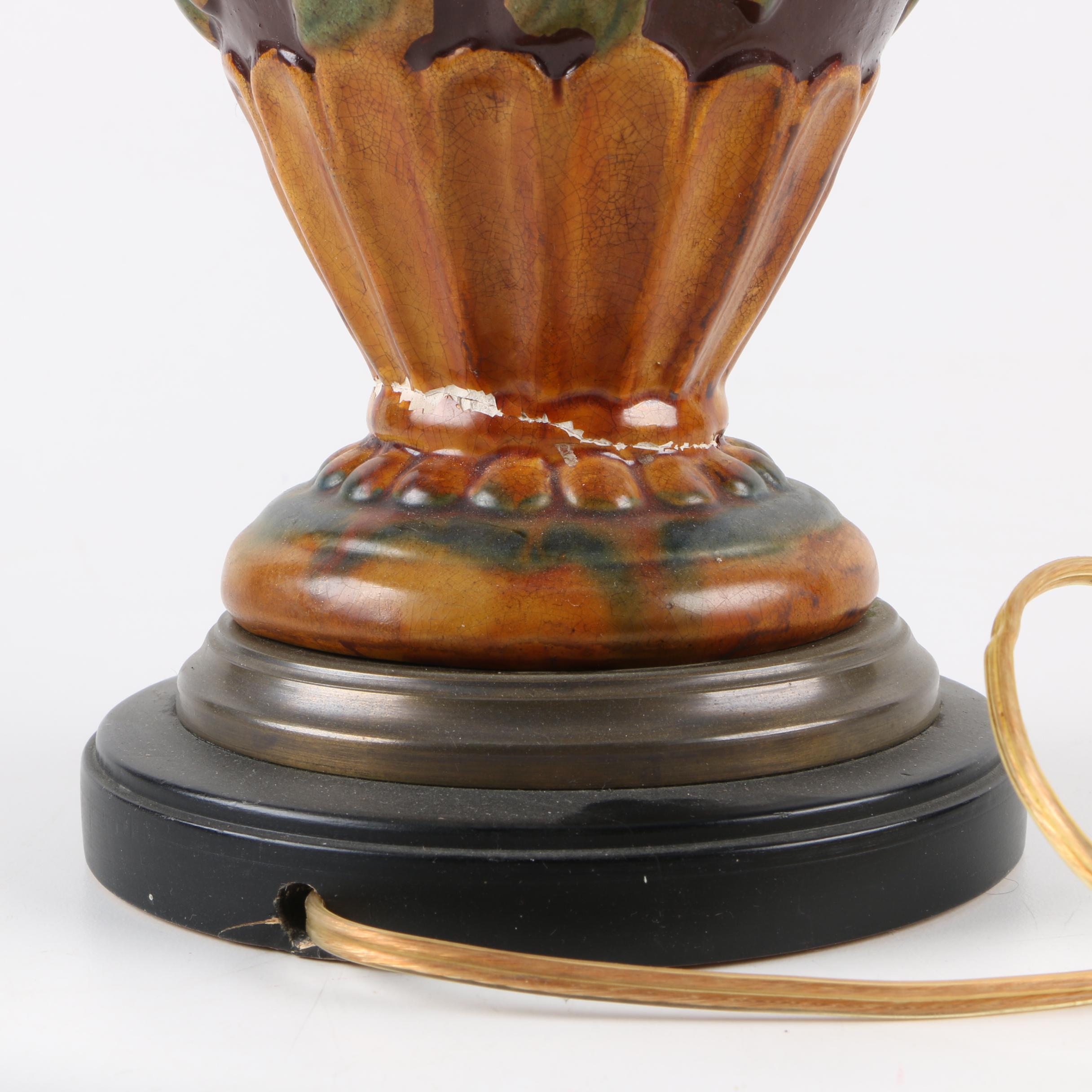 Vintage Ceramic Ram's Head Embellished Table Lamp