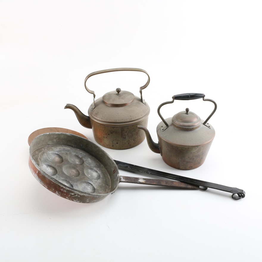 Antique Copper Cookware and Tea Kettles