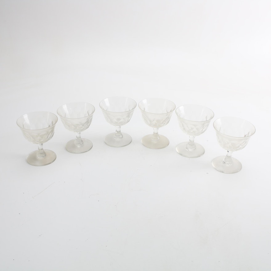 Footed Panel Cut Crystal Cocktail Glasses