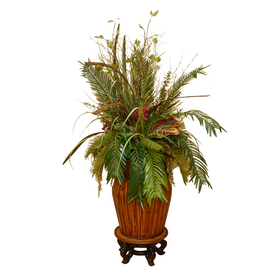Artificial Houseplant on Wooden Stand