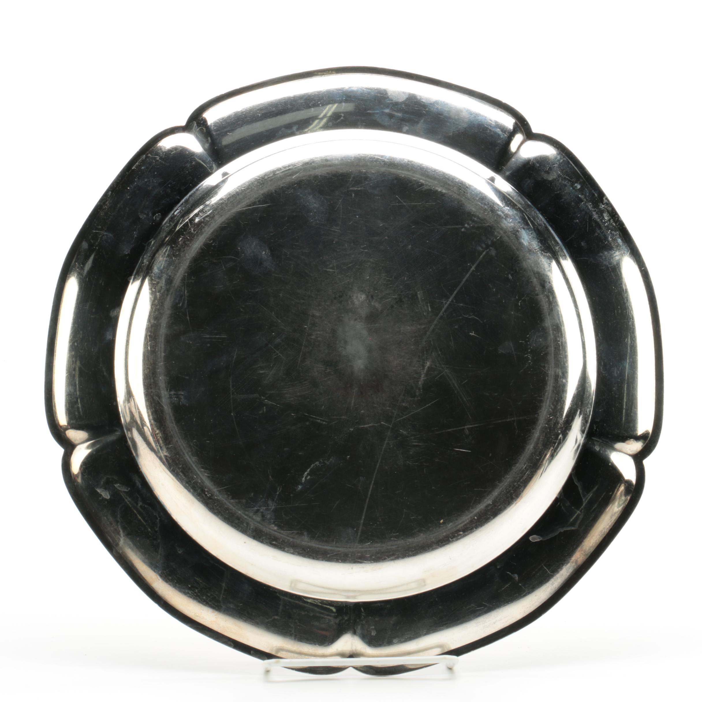 International Silver Co. Stainless Steel Tray with Academy Silver Plate Tray