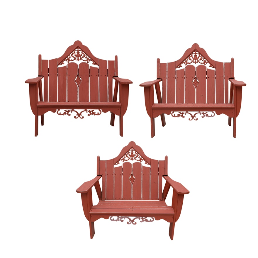 Three Painted Patio Benches