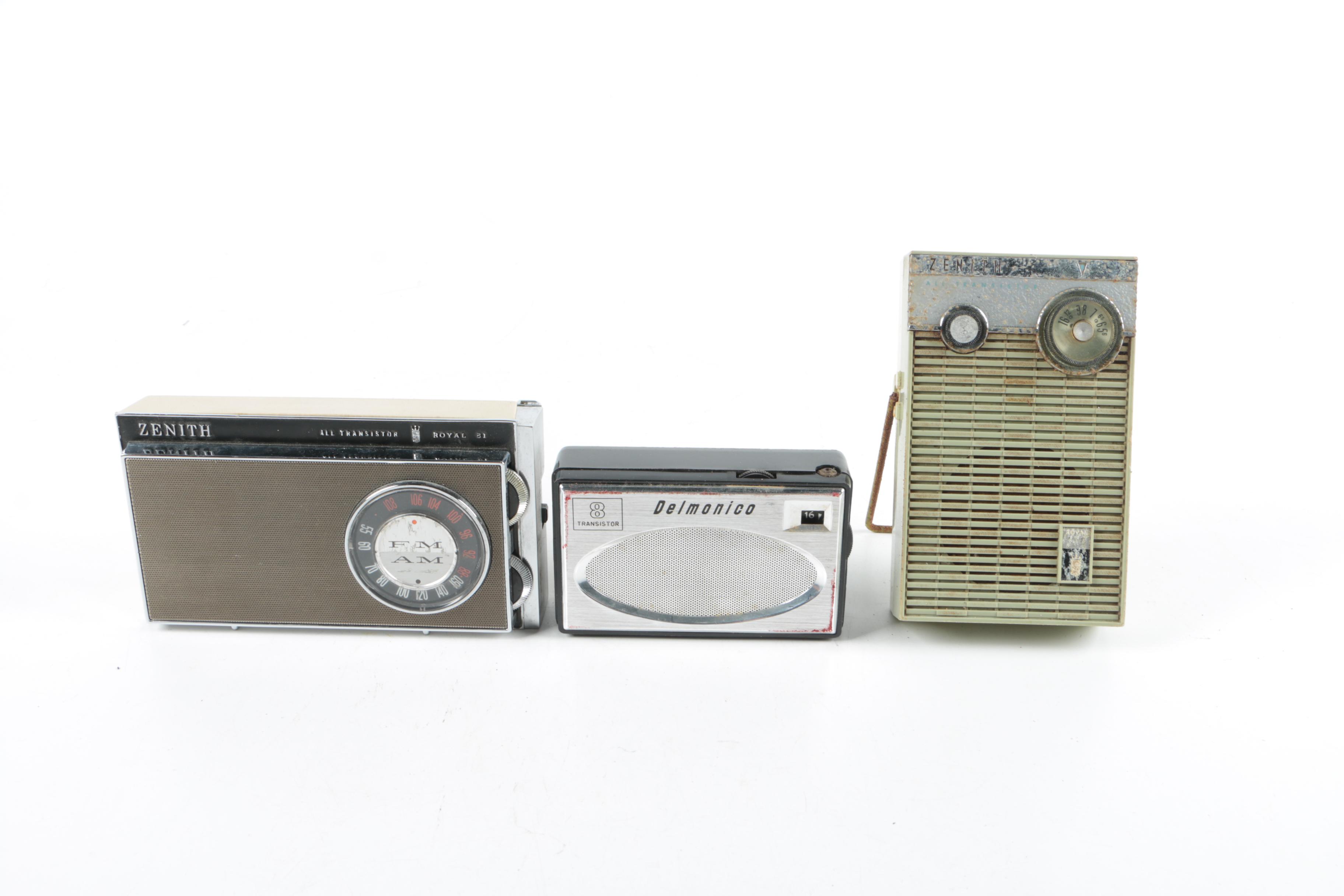 Zenith and Delmonico Compact Transistor Radios