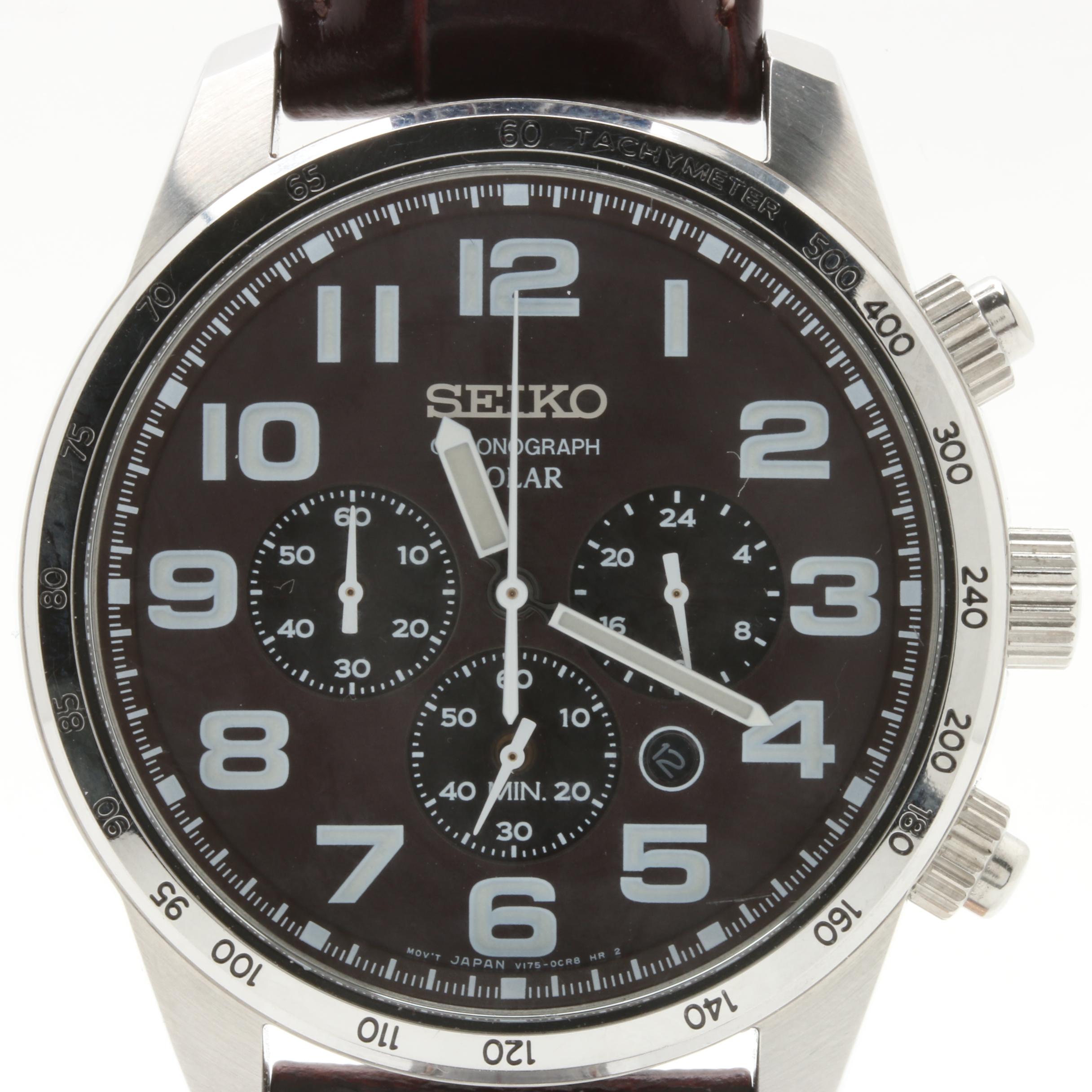Seiko Solar Stainless Steel Chronograph Watch
