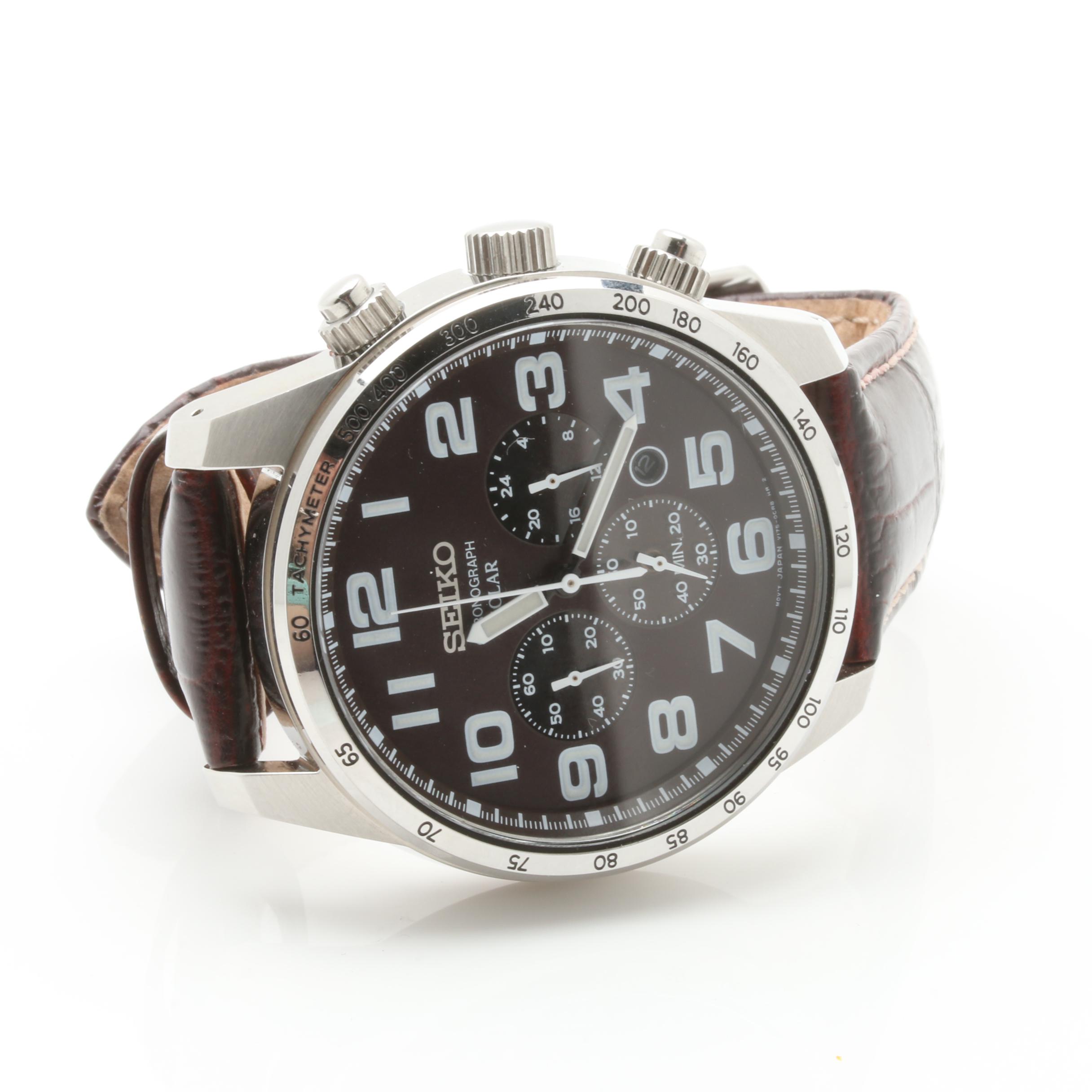 Seiko Solar Stainless Steel Chronograph Watch