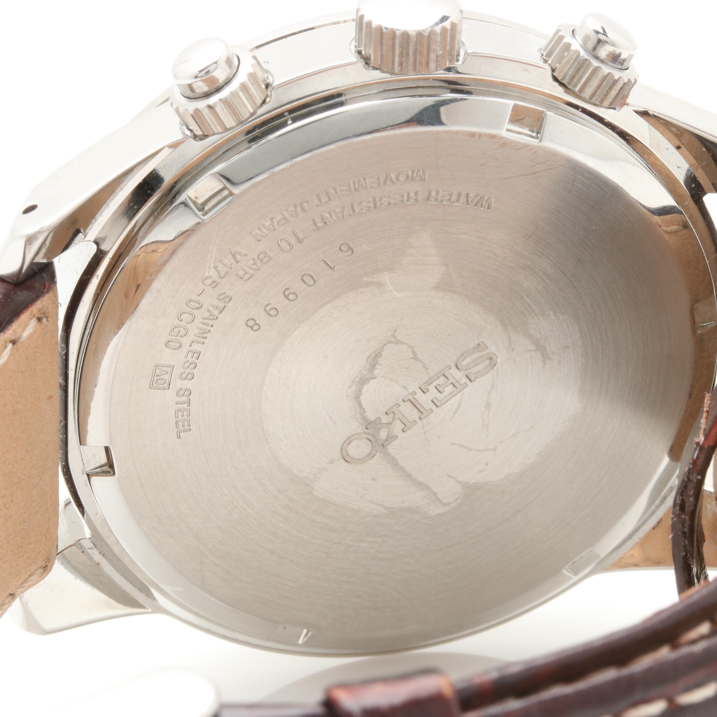 Seiko Solar Stainless Steel Chronograph Watch