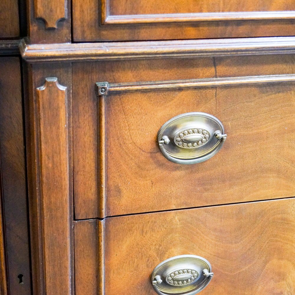 Vintage Hepplewhite Style Mahogany Breakfront with Secretary Desk