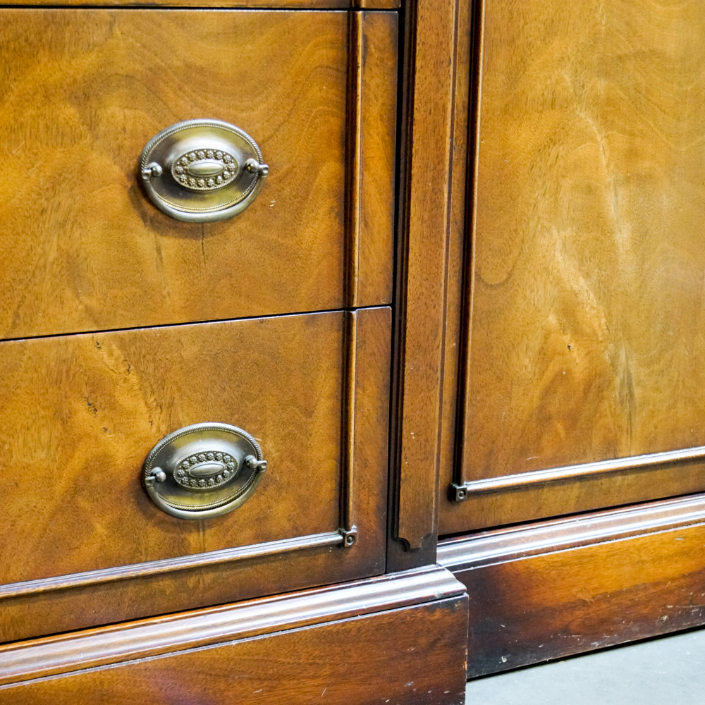 Vintage Hepplewhite Style Mahogany Breakfront with Secretary Desk