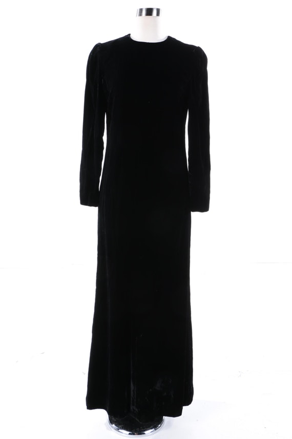 Bill Blass Black Velvet Dress and Christian Dior Lingerie Black Velvet Robe