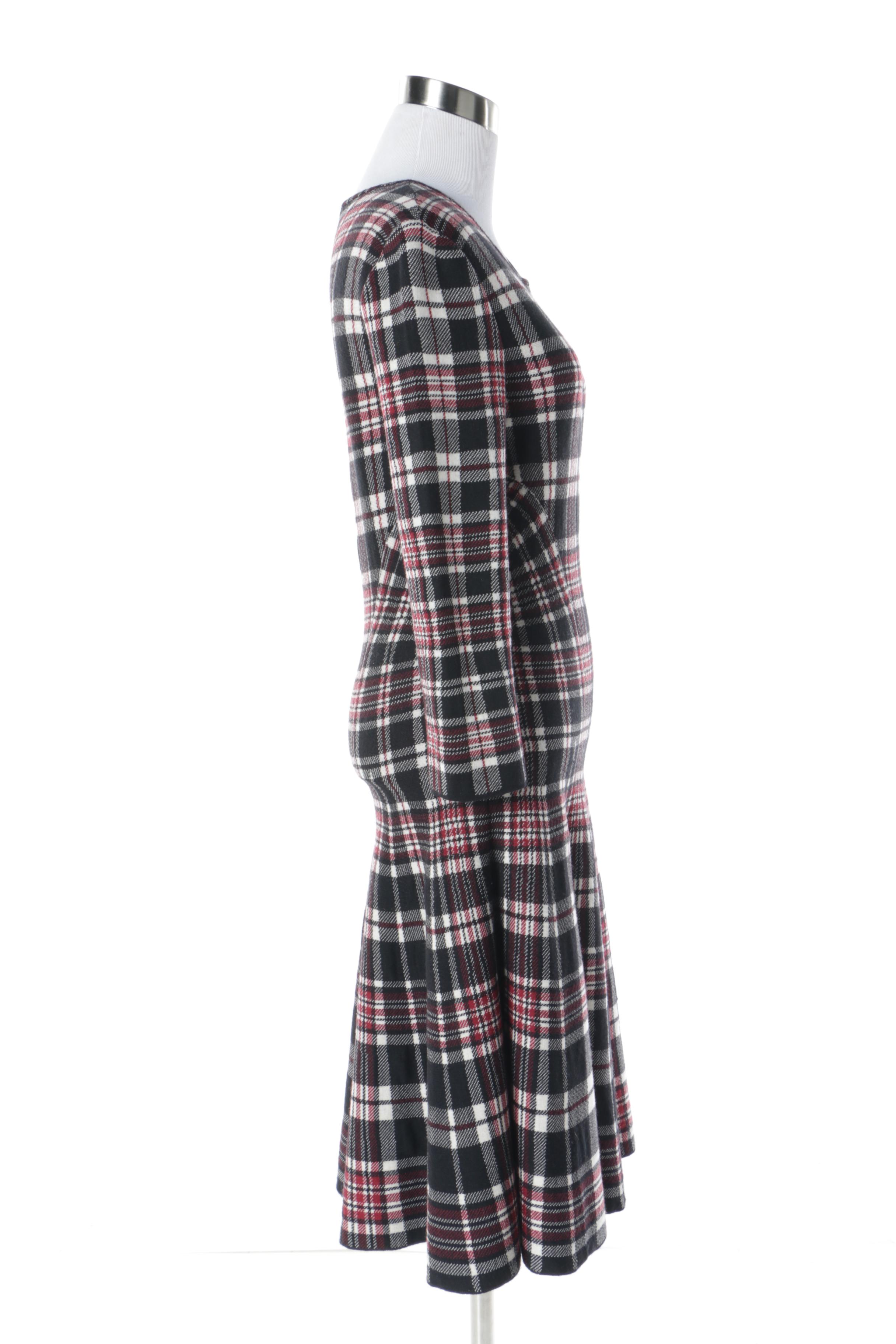 Alexander McQueen Red Plaid Dress, Made in Italy