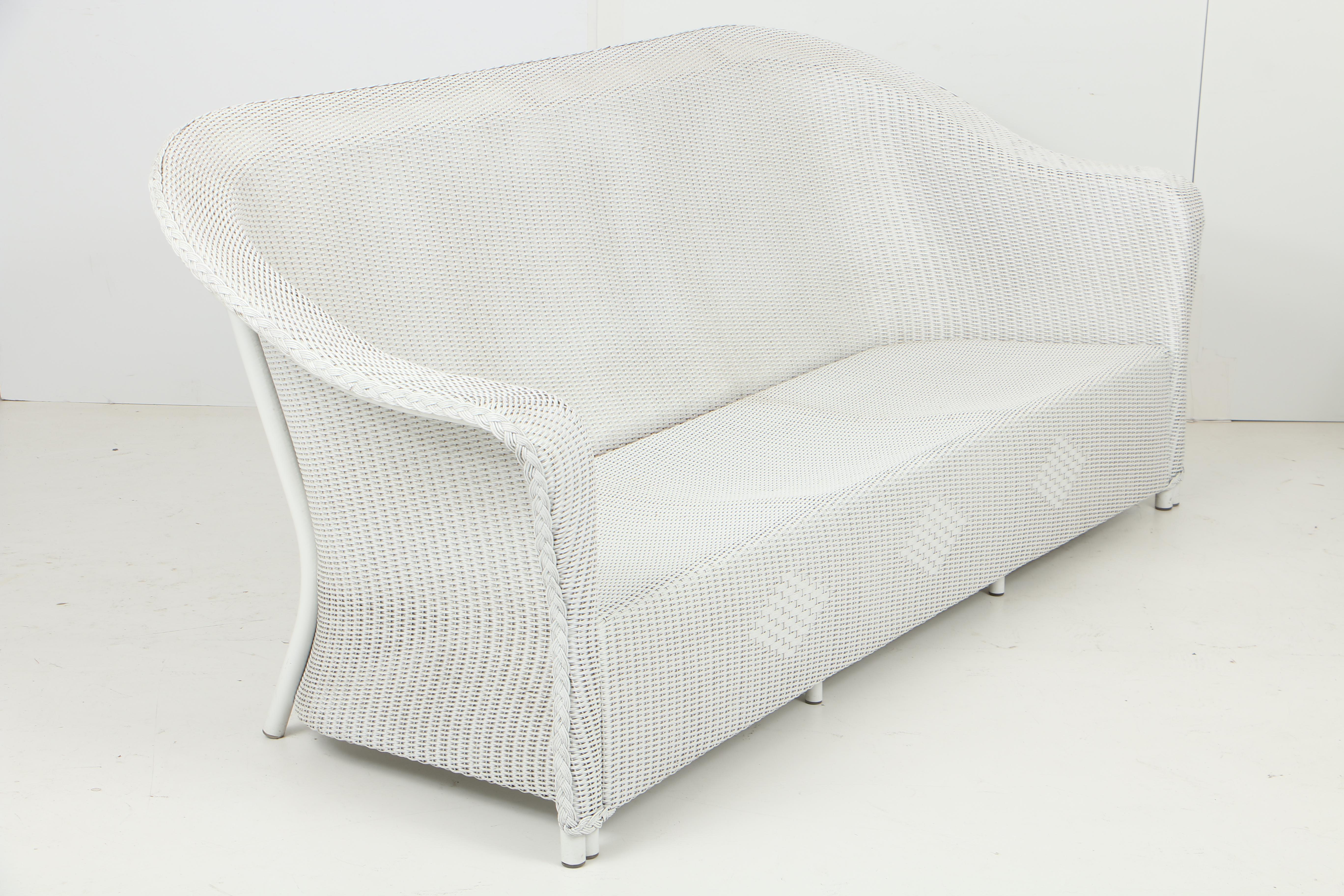 White Wicker Patio Sofa