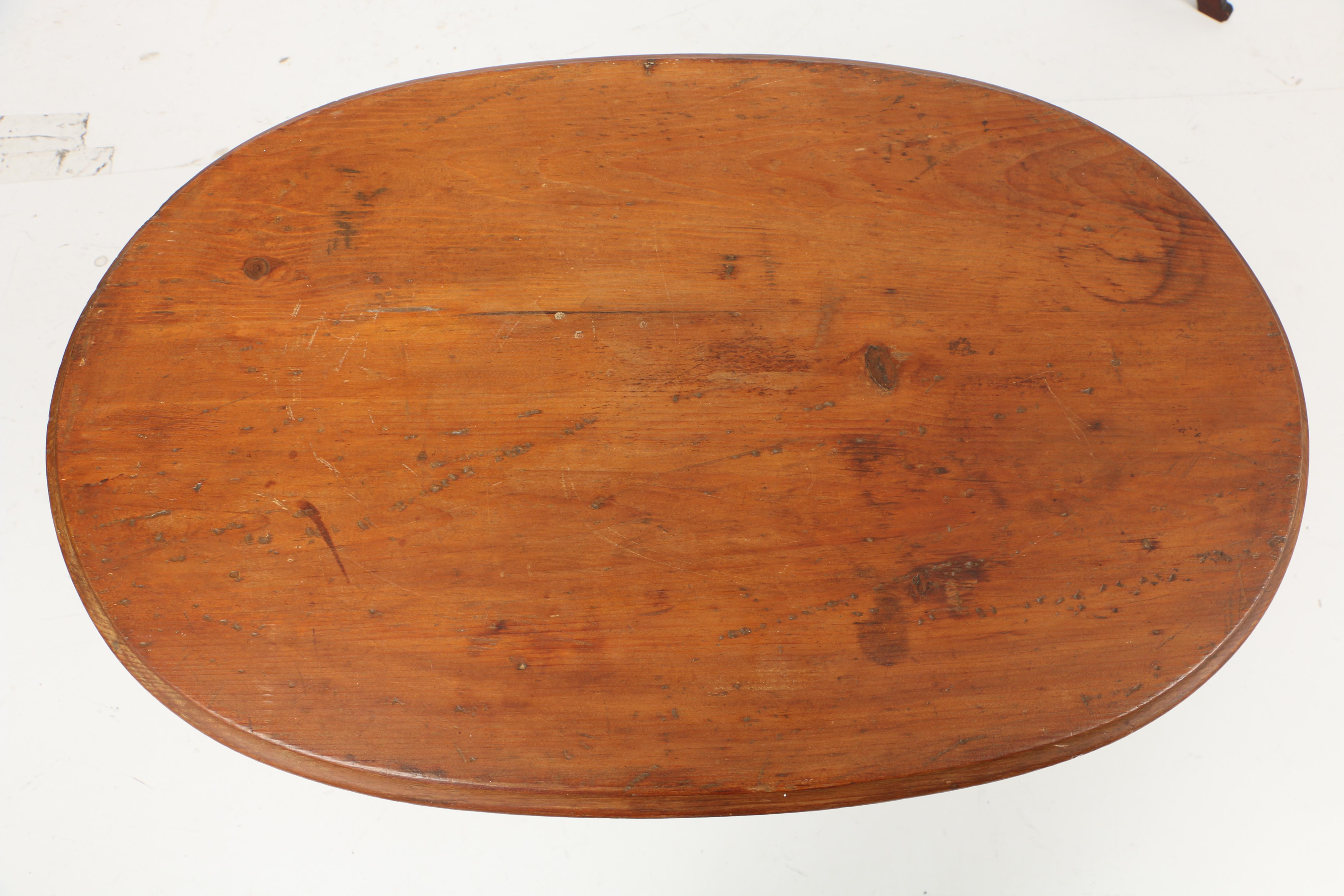 Antique Victorian Gothic Revival Quilt Rack and Pine Trestle Table