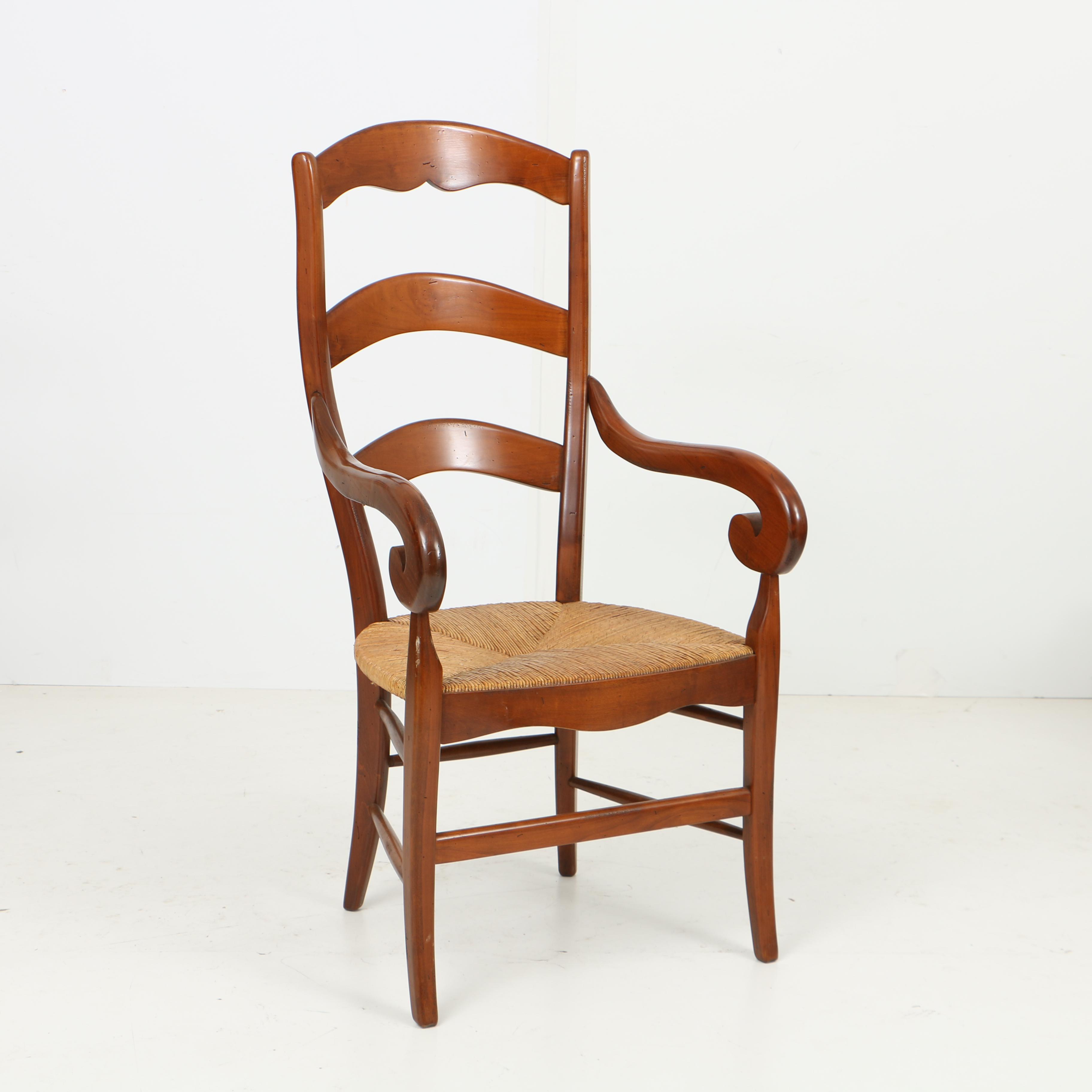 French Provincial Style Fruitwood Dining Table and Six Chairs