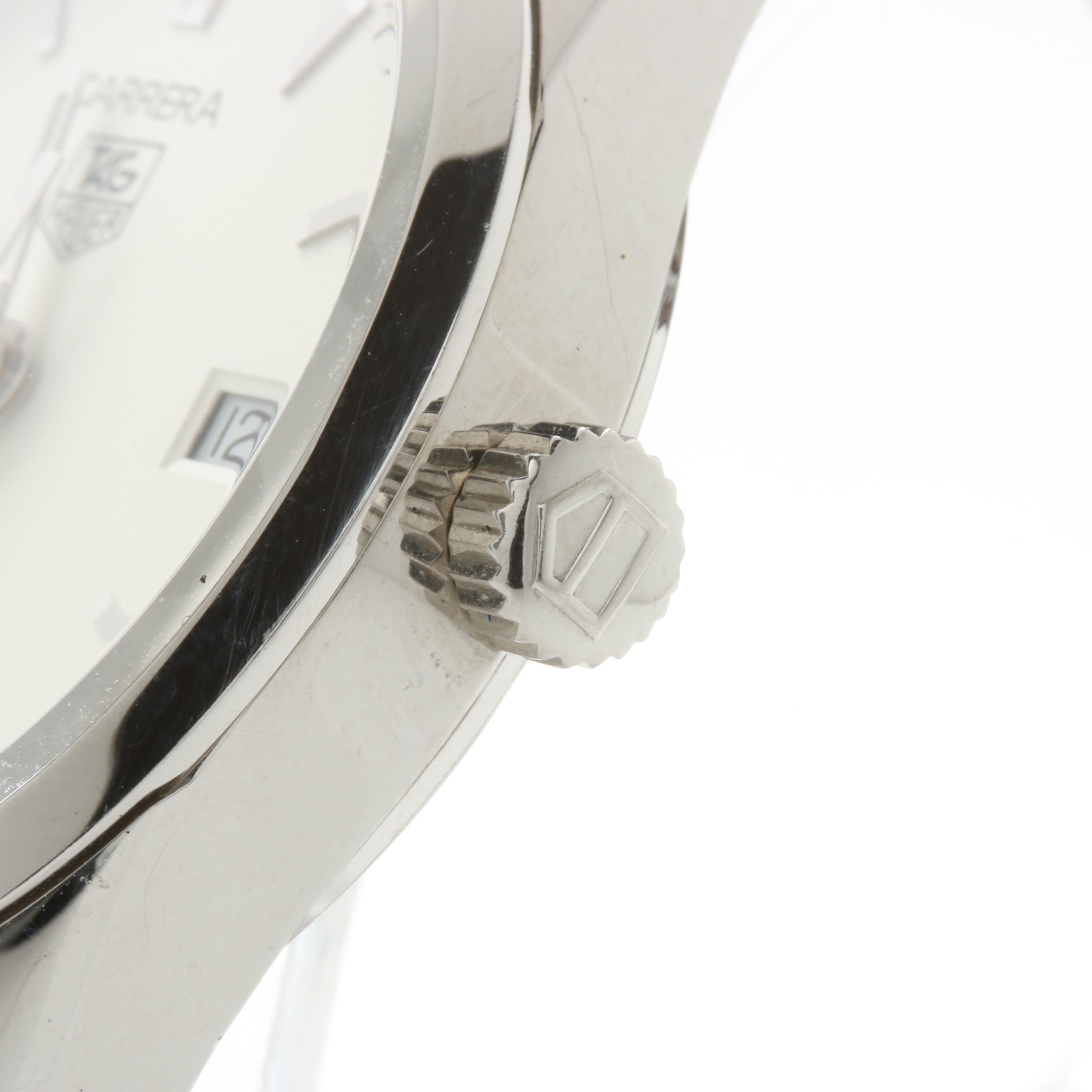 TAG Heuer Stainless Steel White Dial and Brown Leather Watch