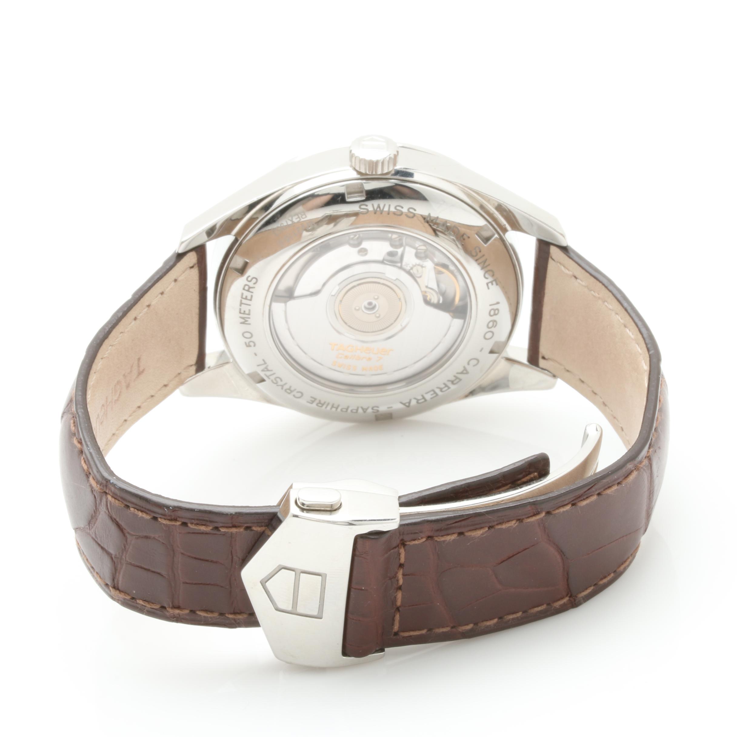 TAG Heuer Stainless Steel White Dial and Brown Leather Watch
