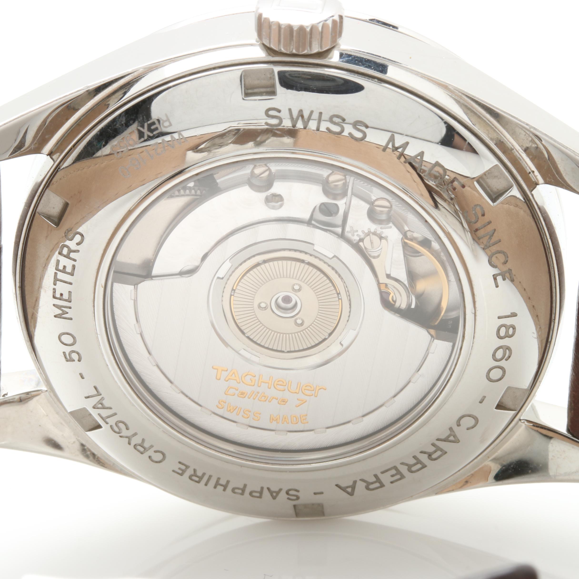 TAG Heuer Stainless Steel White Dial and Brown Leather Watch