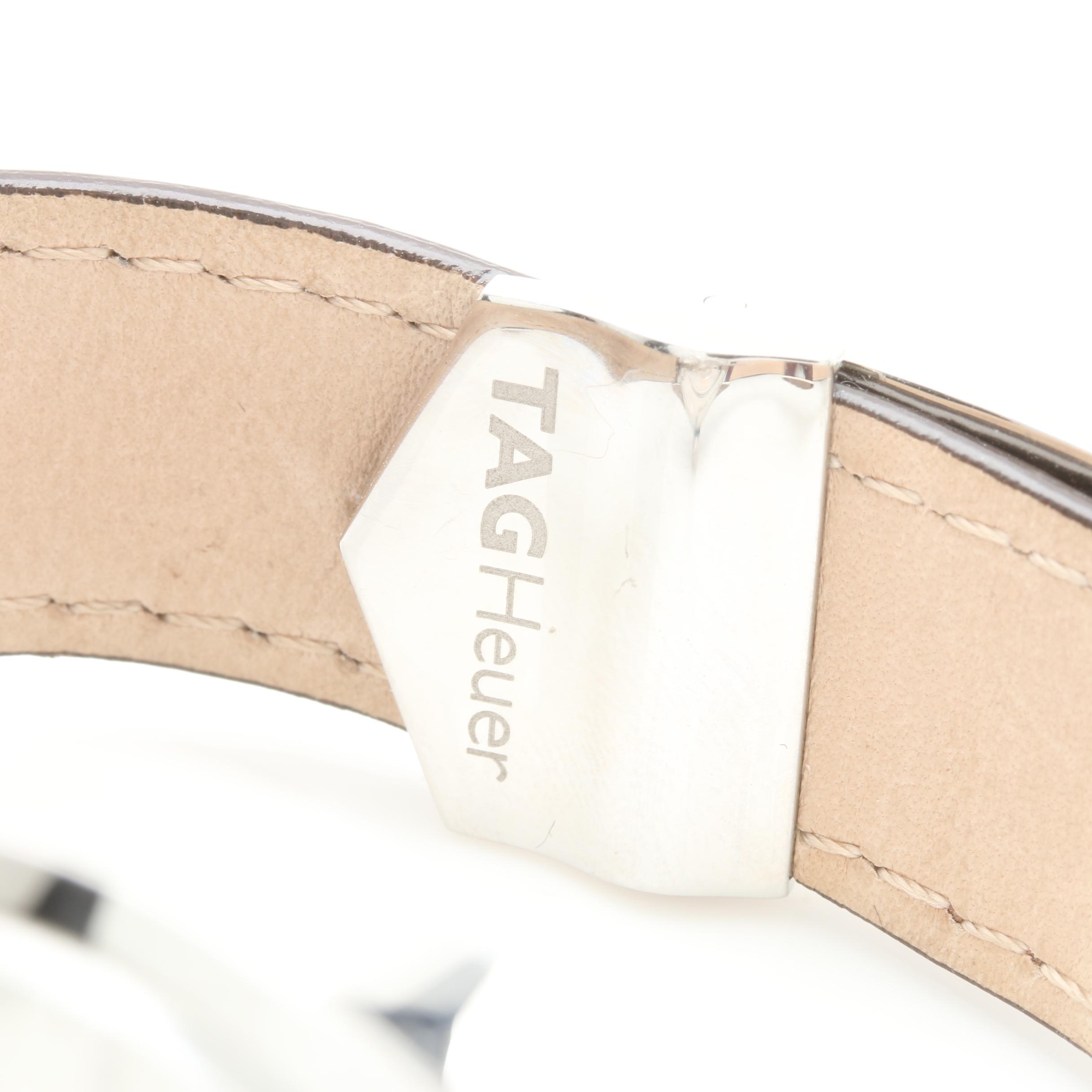 TAG Heuer Stainless Steel White Dial and Brown Leather Watch