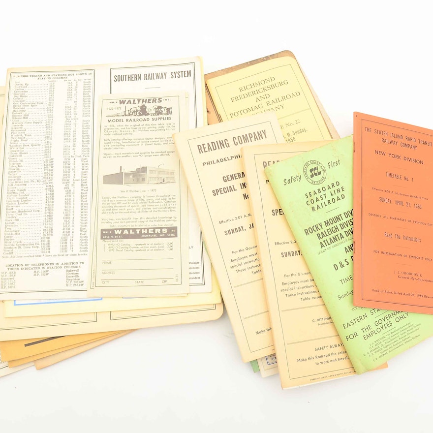 Collection of Vintage Railroad Employee Time Tables