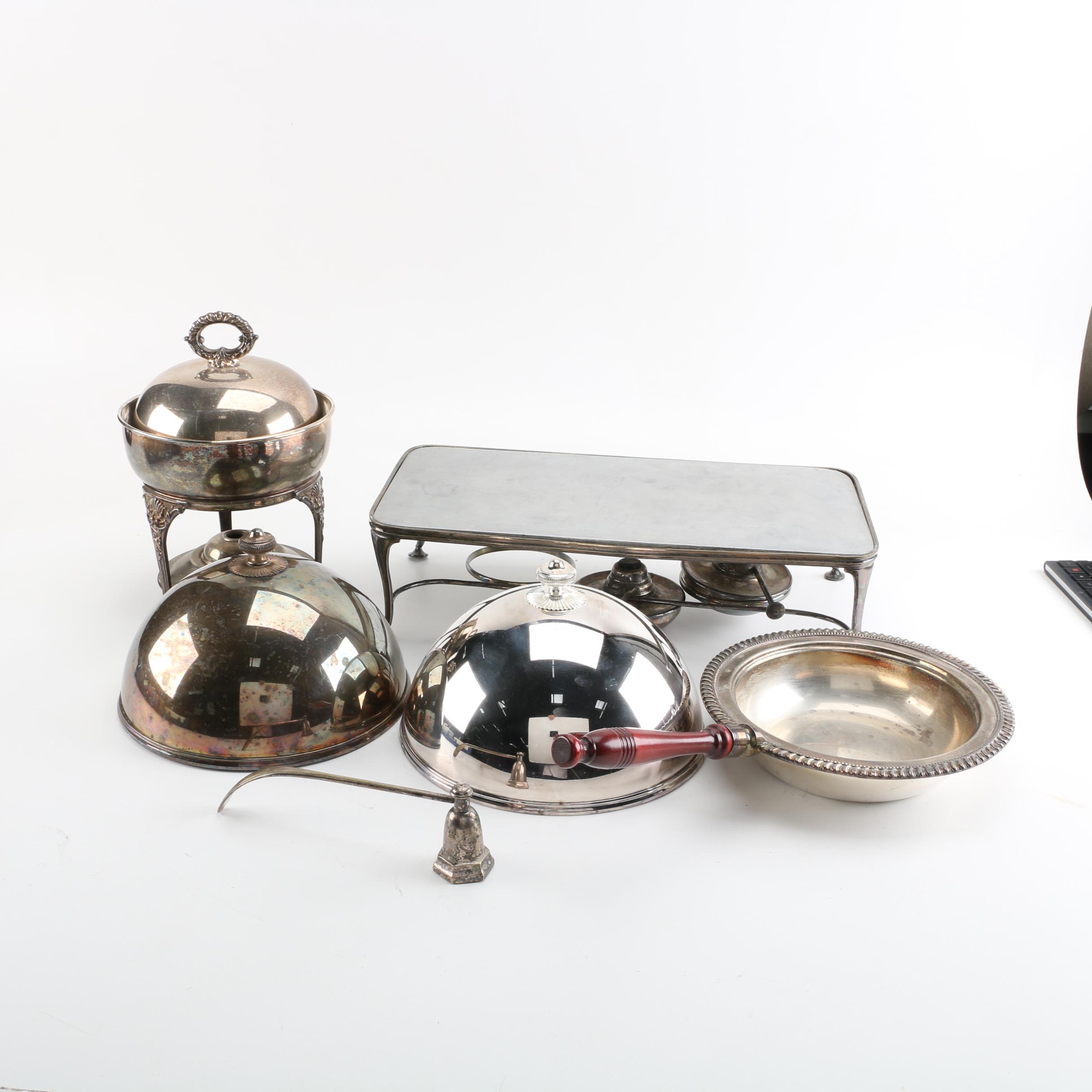 Hukin & Heath Chafing Dish Stand and Other Silver Plate Serveware