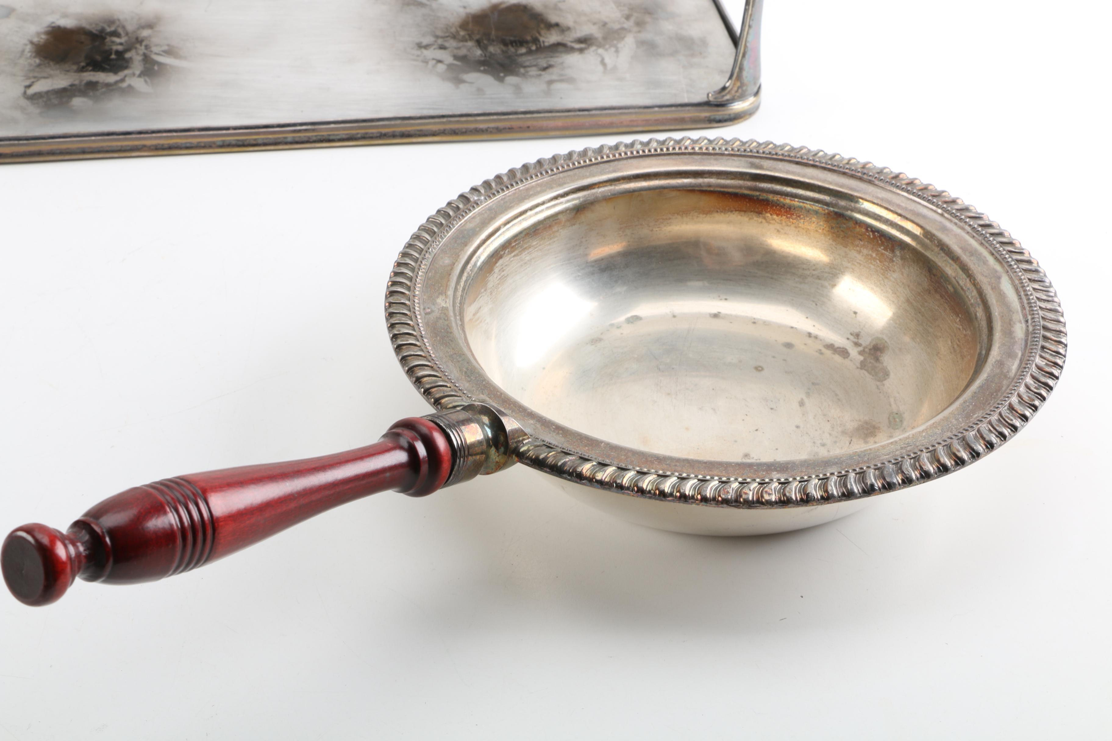 Hukin & Heath Chafing Dish Stand and Other Silver Plate Serveware