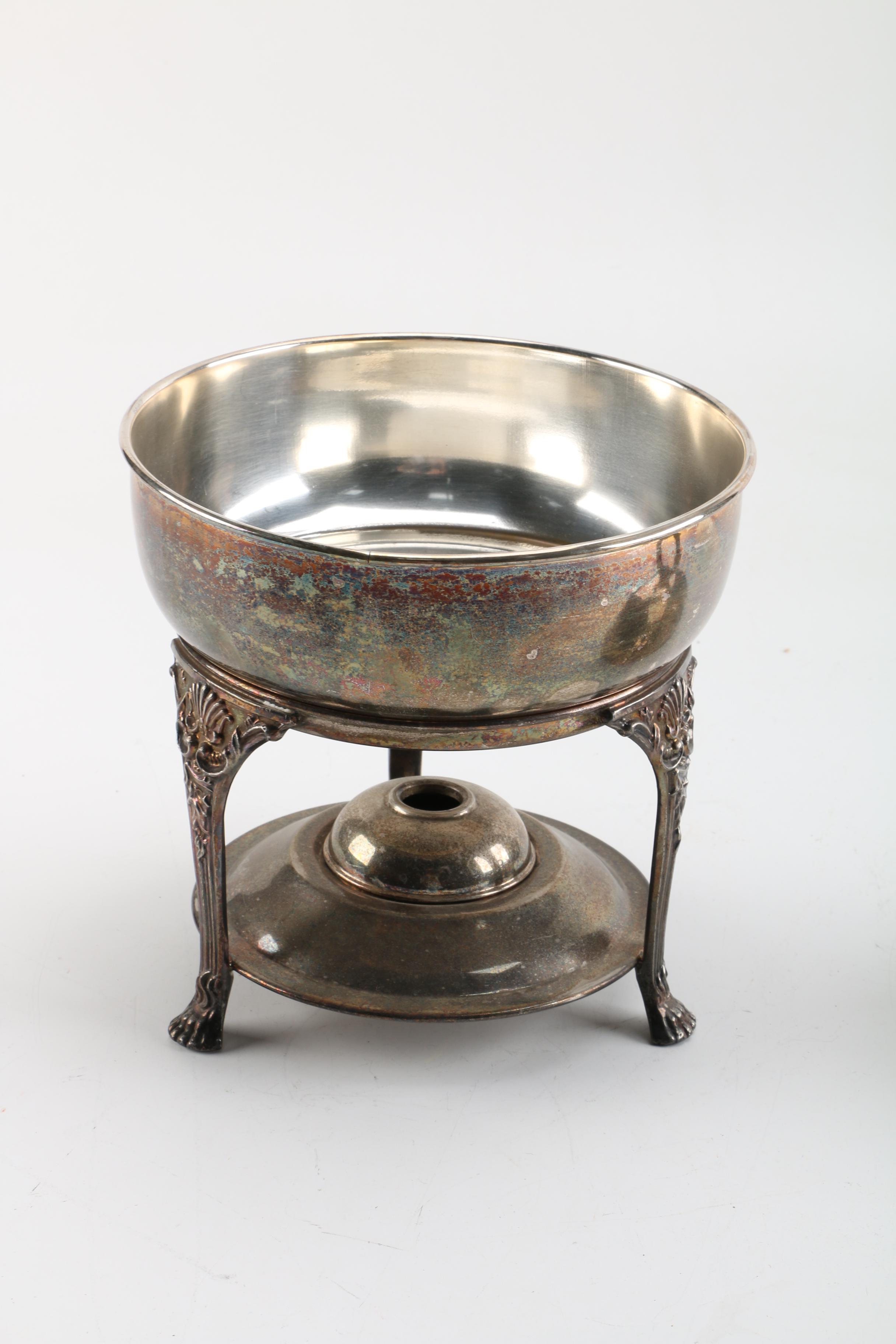 Hukin & Heath Chafing Dish Stand and Other Silver Plate Serveware