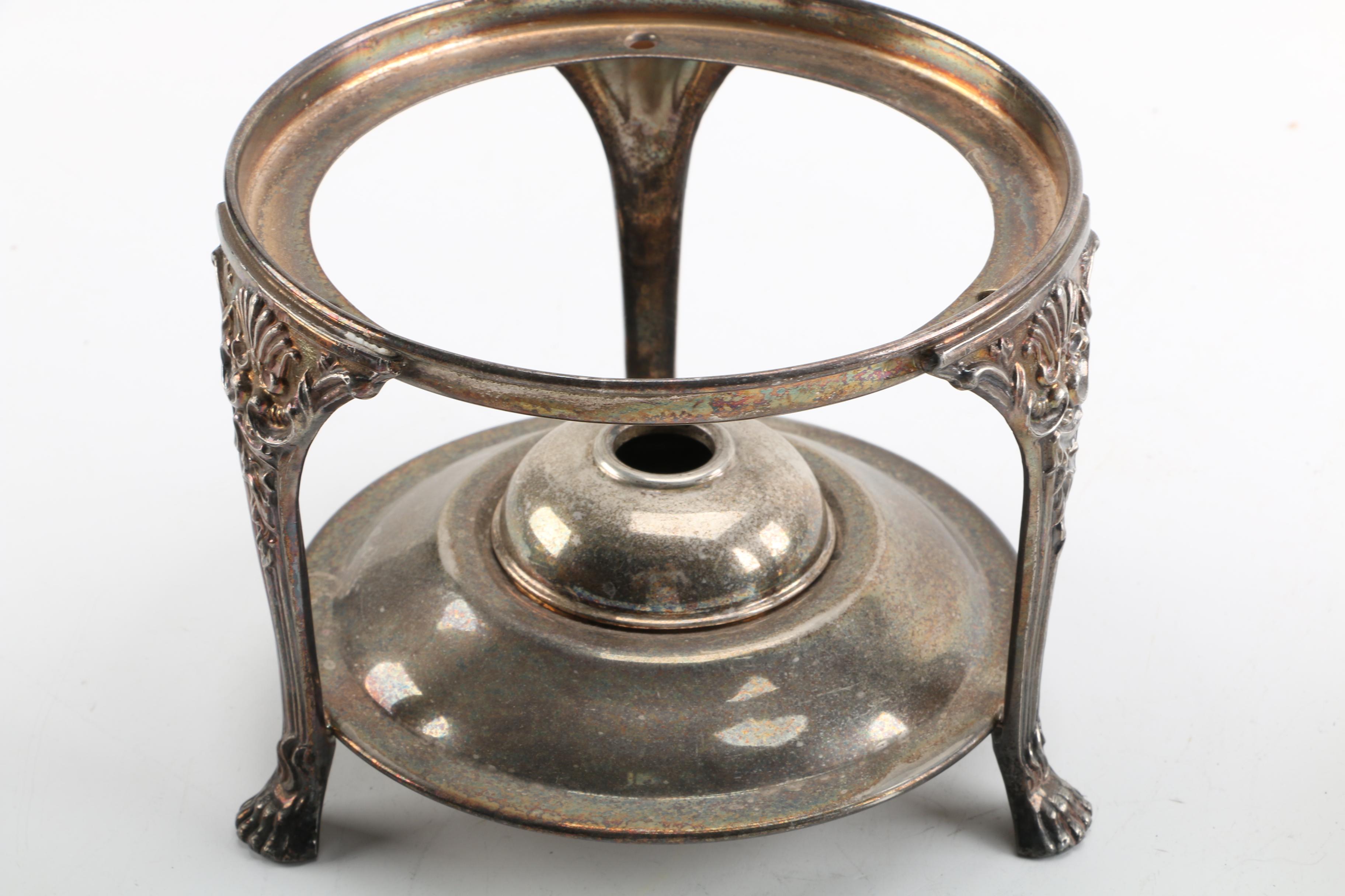 Hukin & Heath Chafing Dish Stand and Other Silver Plate Serveware