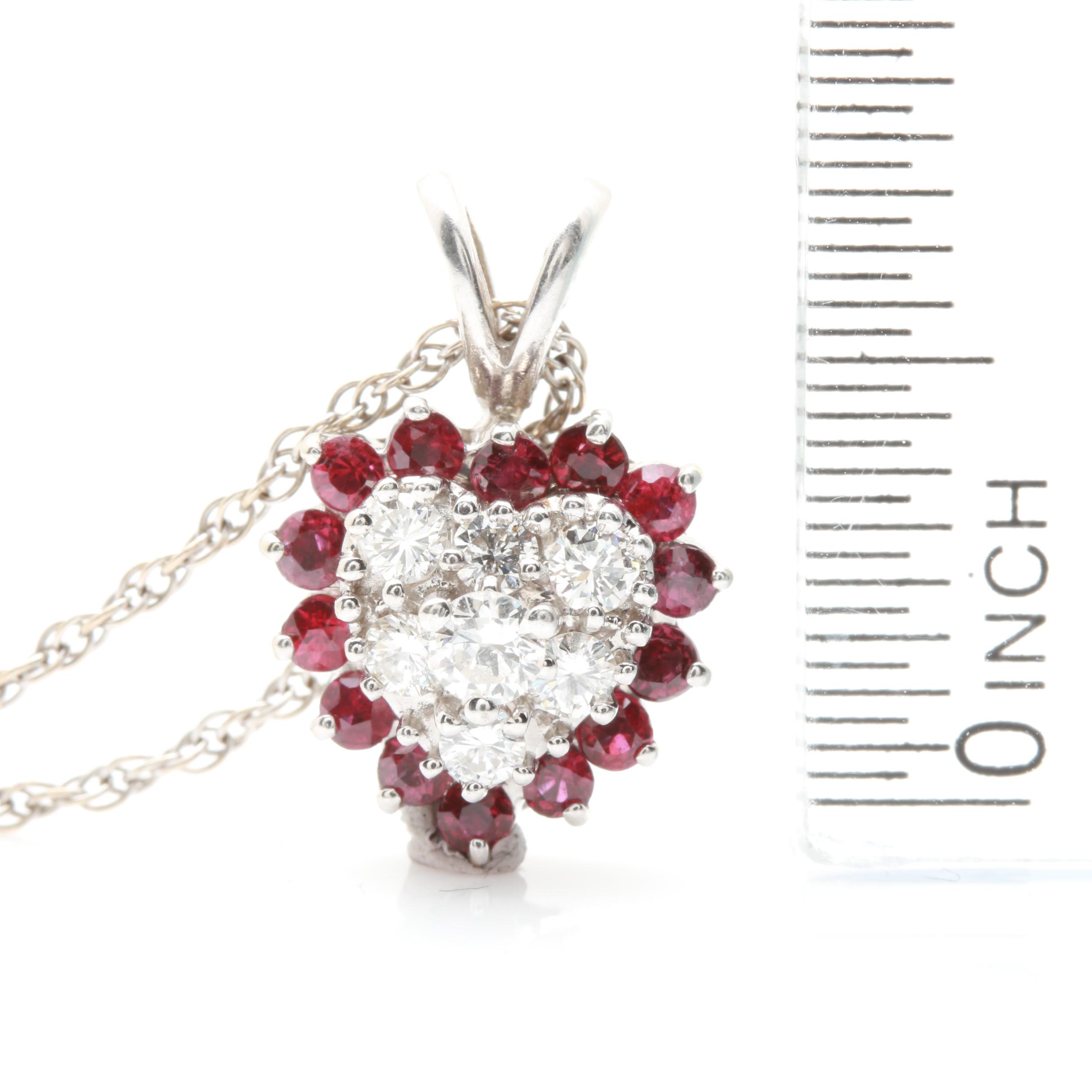 14K Yellow Gold Ruby and Diamond Necklace