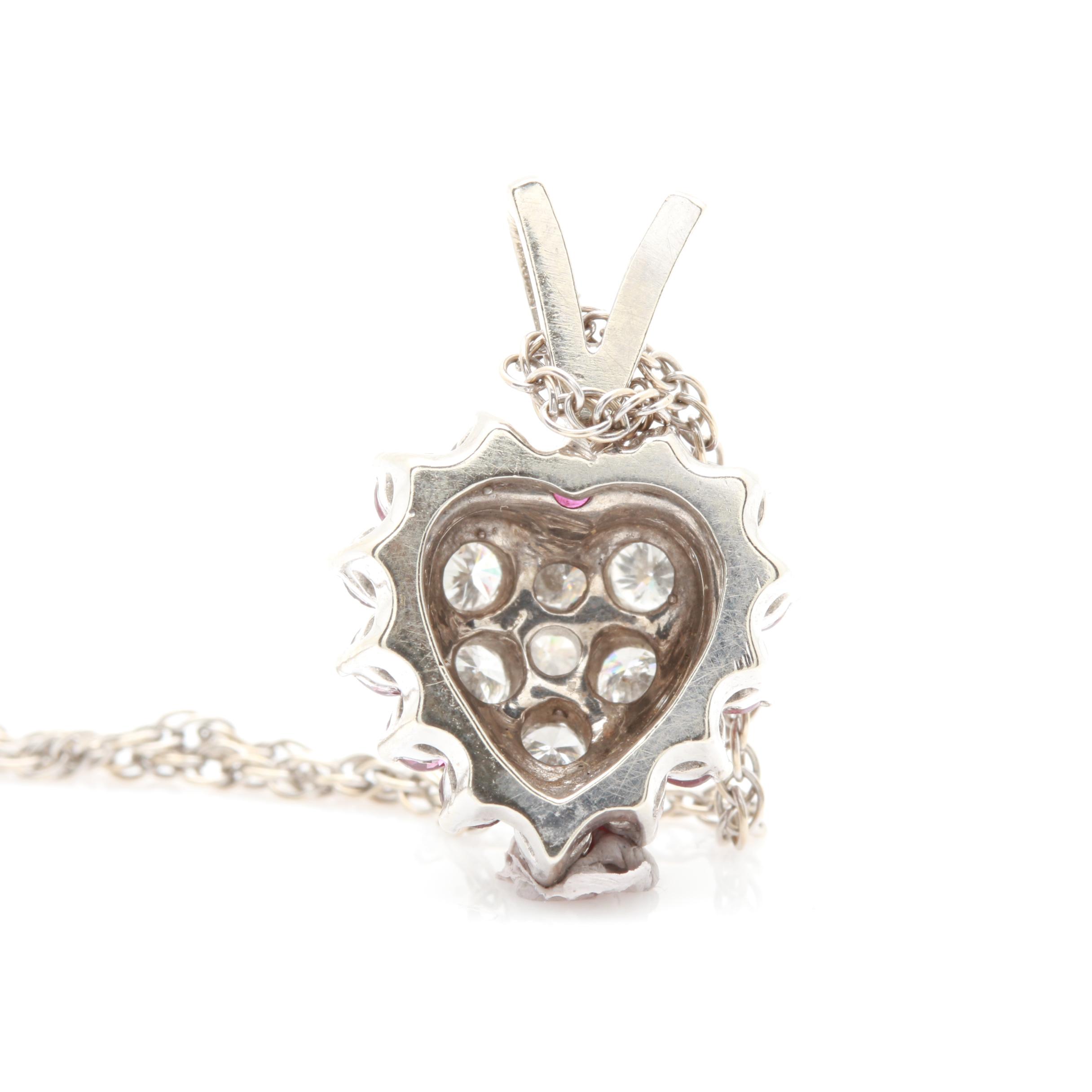 14K Yellow Gold Ruby and Diamond Necklace