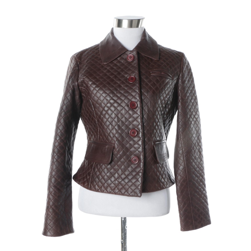 Women's Margaret Godfrey Dark Brown Quilted Leather Jacket