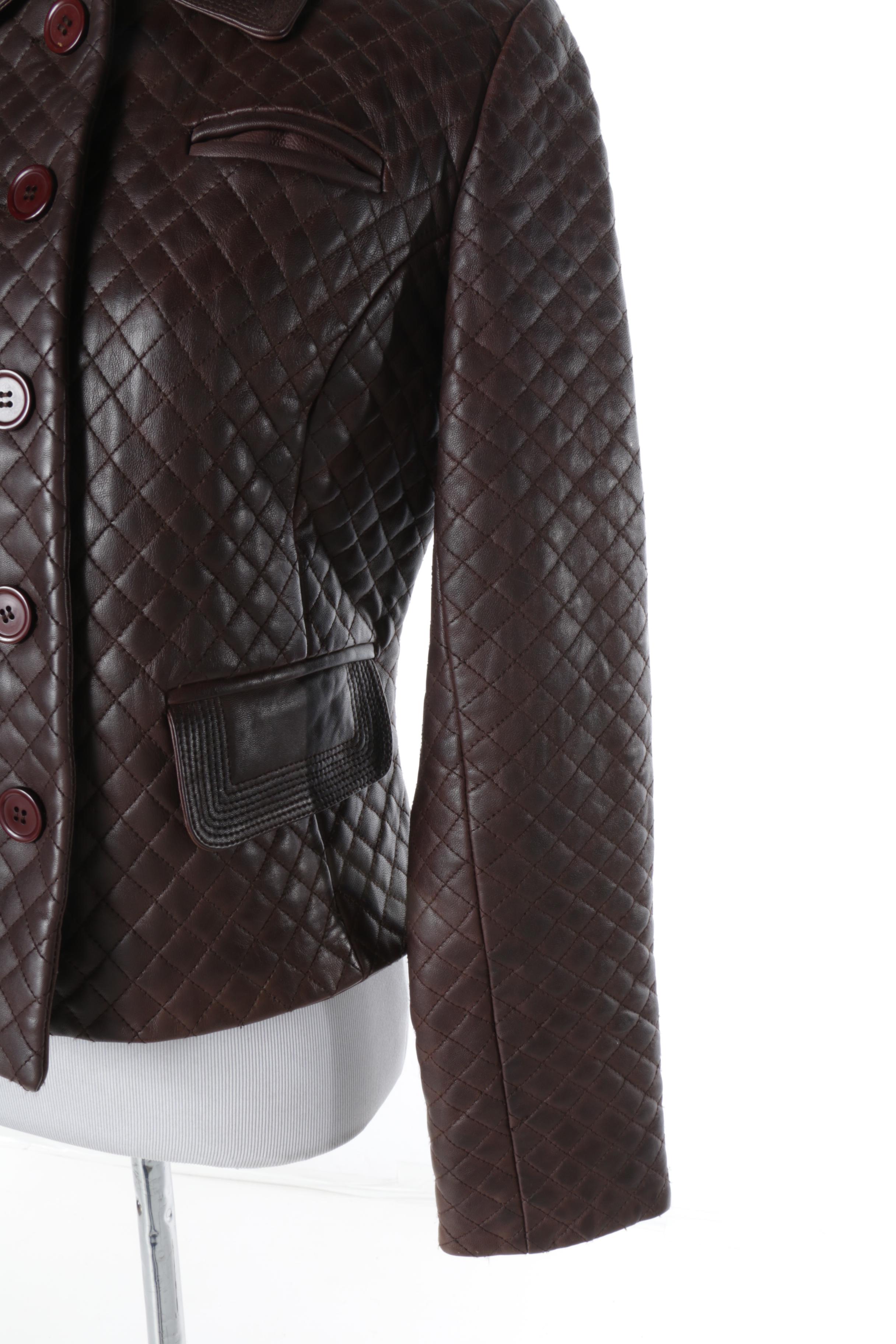 Women's Margaret Godfrey Dark Brown Quilted Leather Jacket