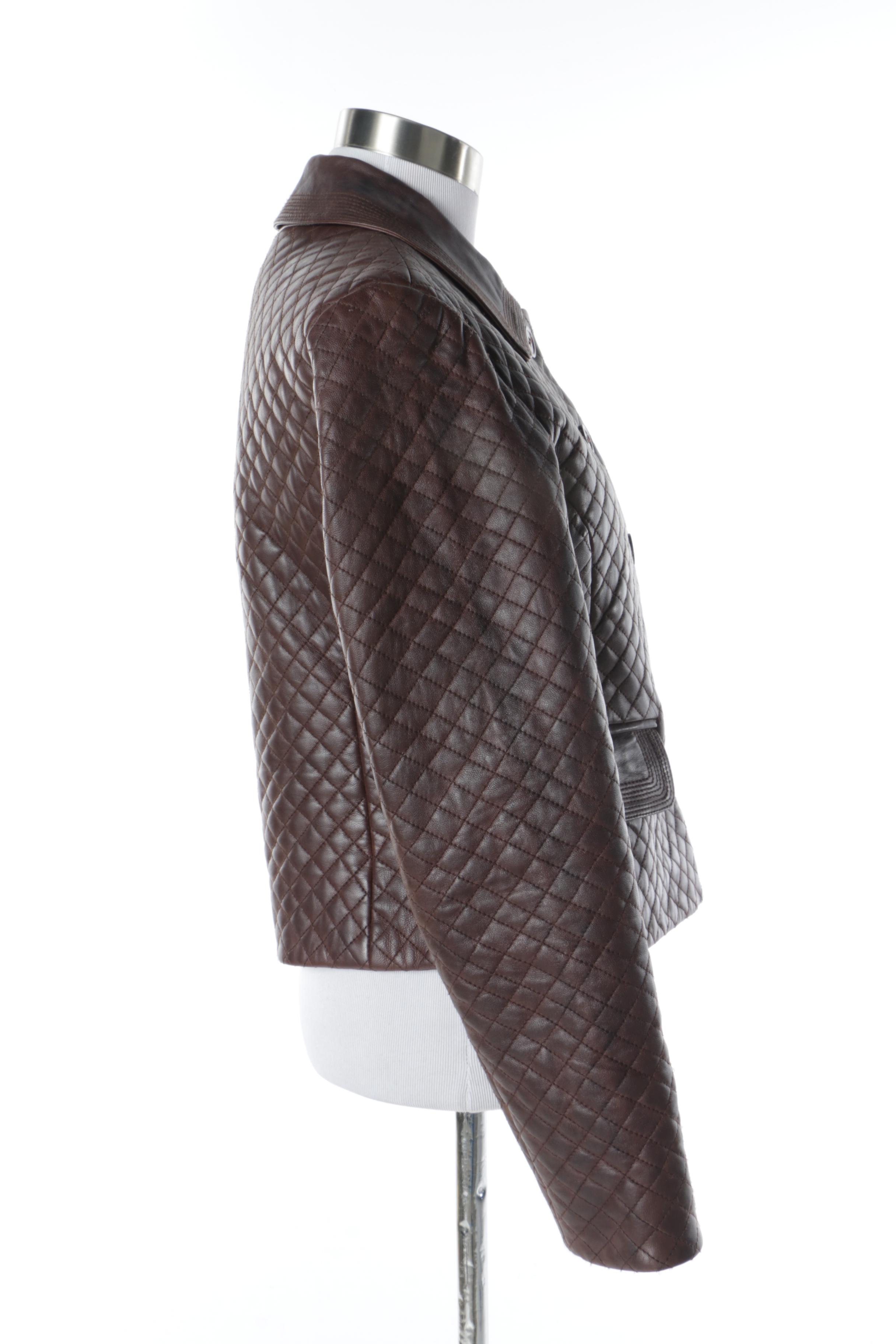 Women's Margaret Godfrey Dark Brown Quilted Leather Jacket