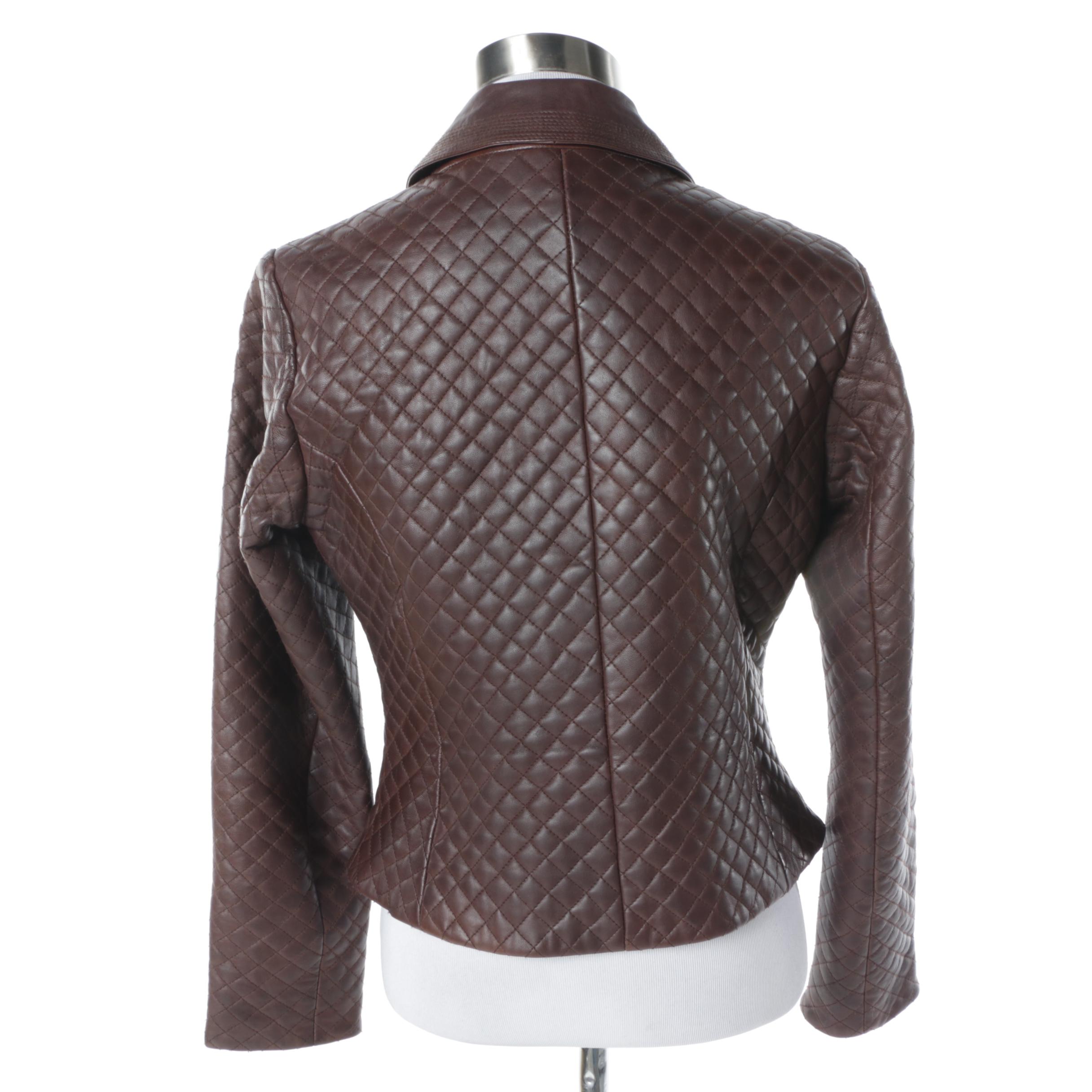 Women's Margaret Godfrey Dark Brown Quilted Leather Jacket