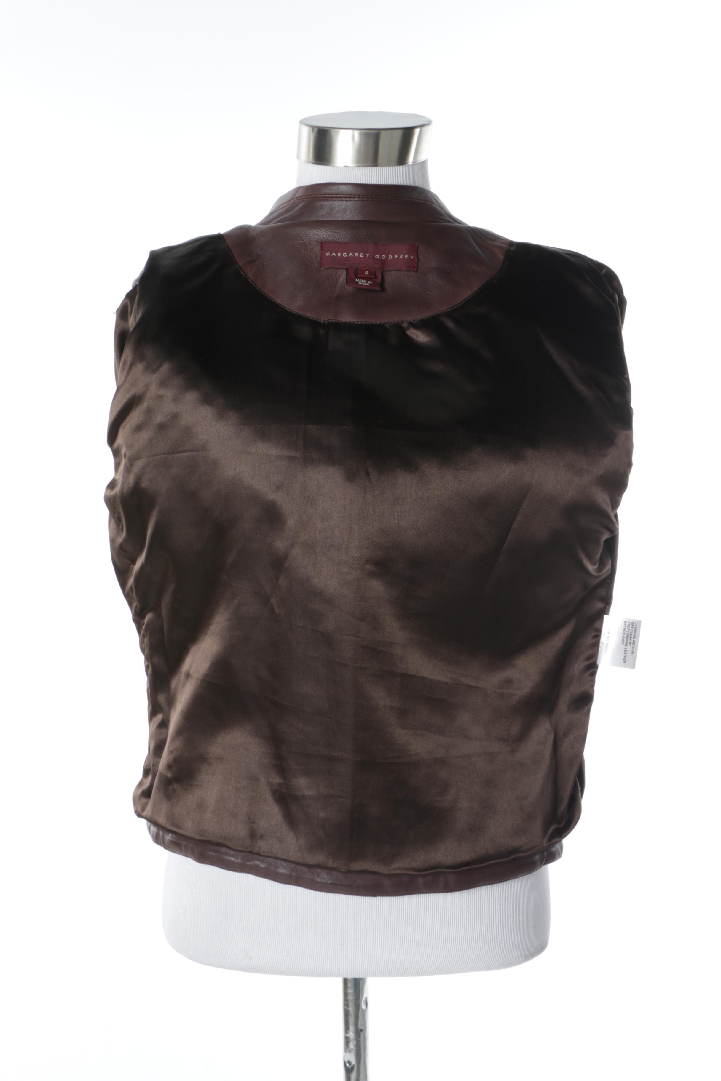 Women's Margaret Godfrey Dark Brown Quilted Leather Jacket