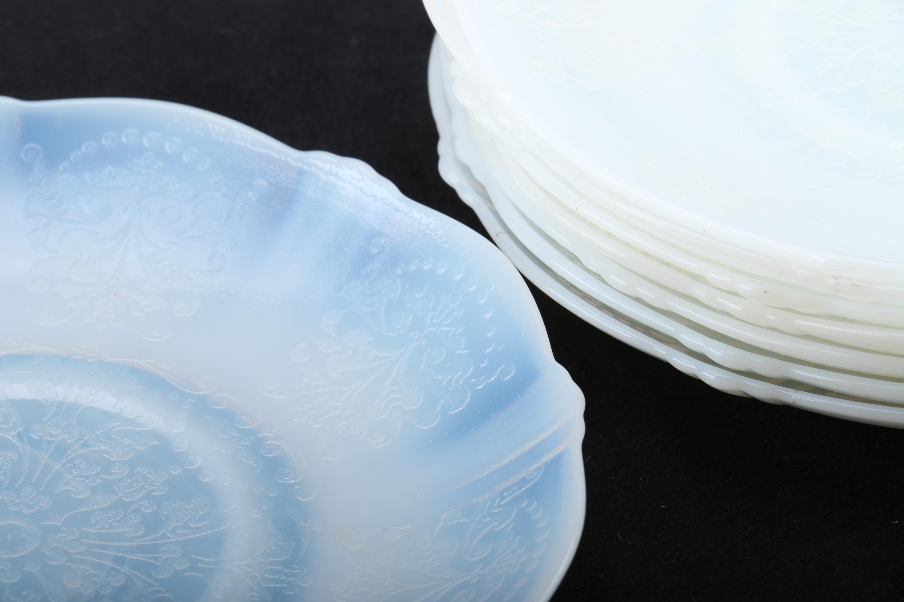 Macbeth-Evans "American Sweetheart Monax White" Opalescent Glass Tableware